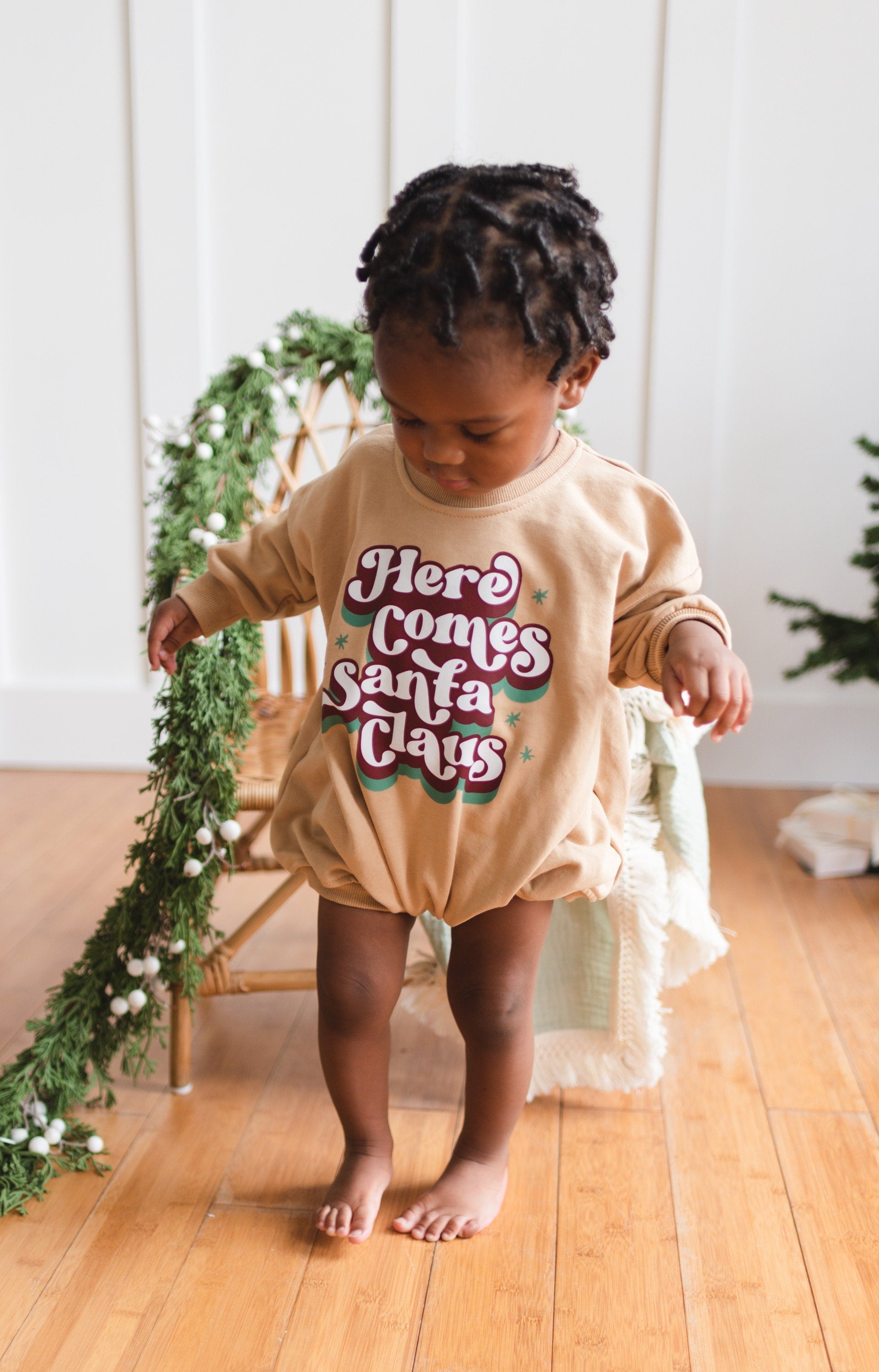 Here Comes Santa Claus Sweatshirt Romper