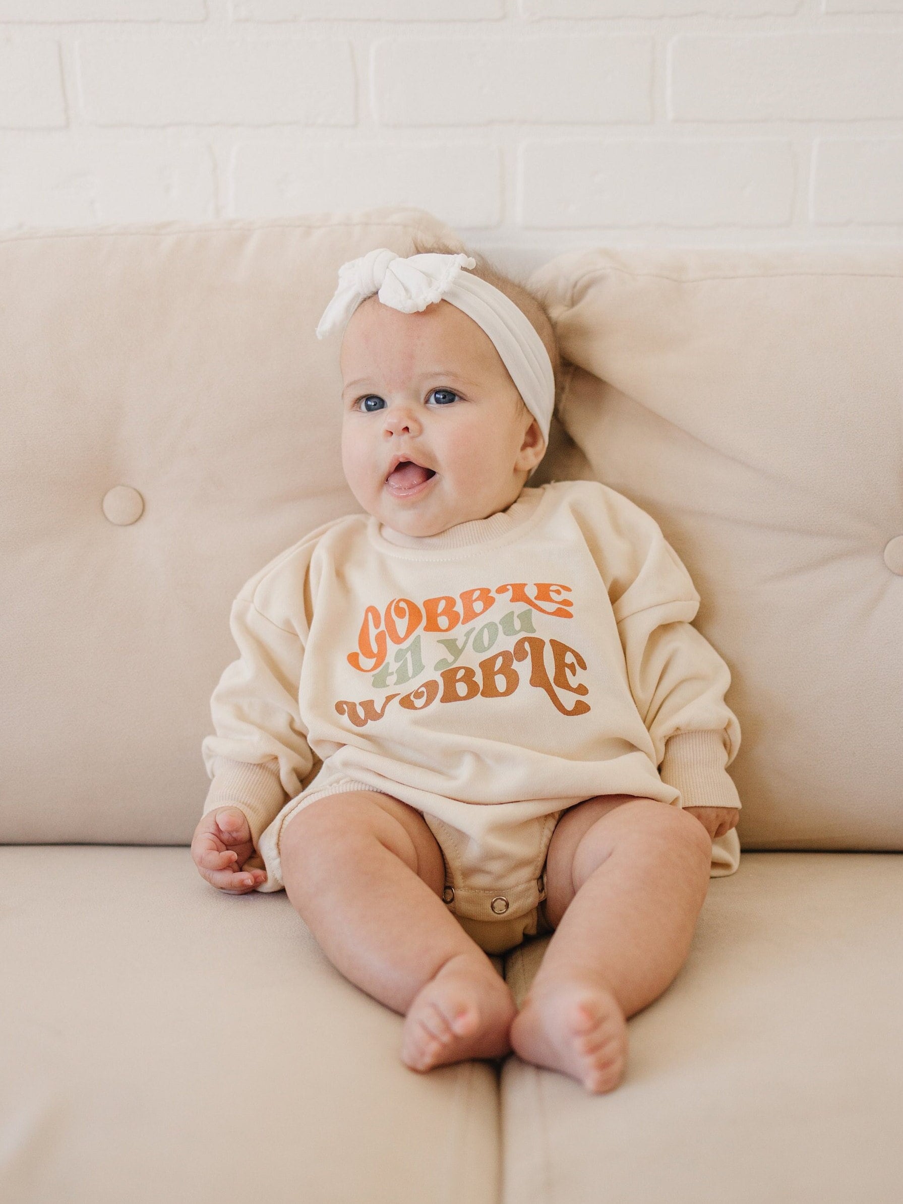 Gobble Til You Wobble Sweatshirt Romper - more colors