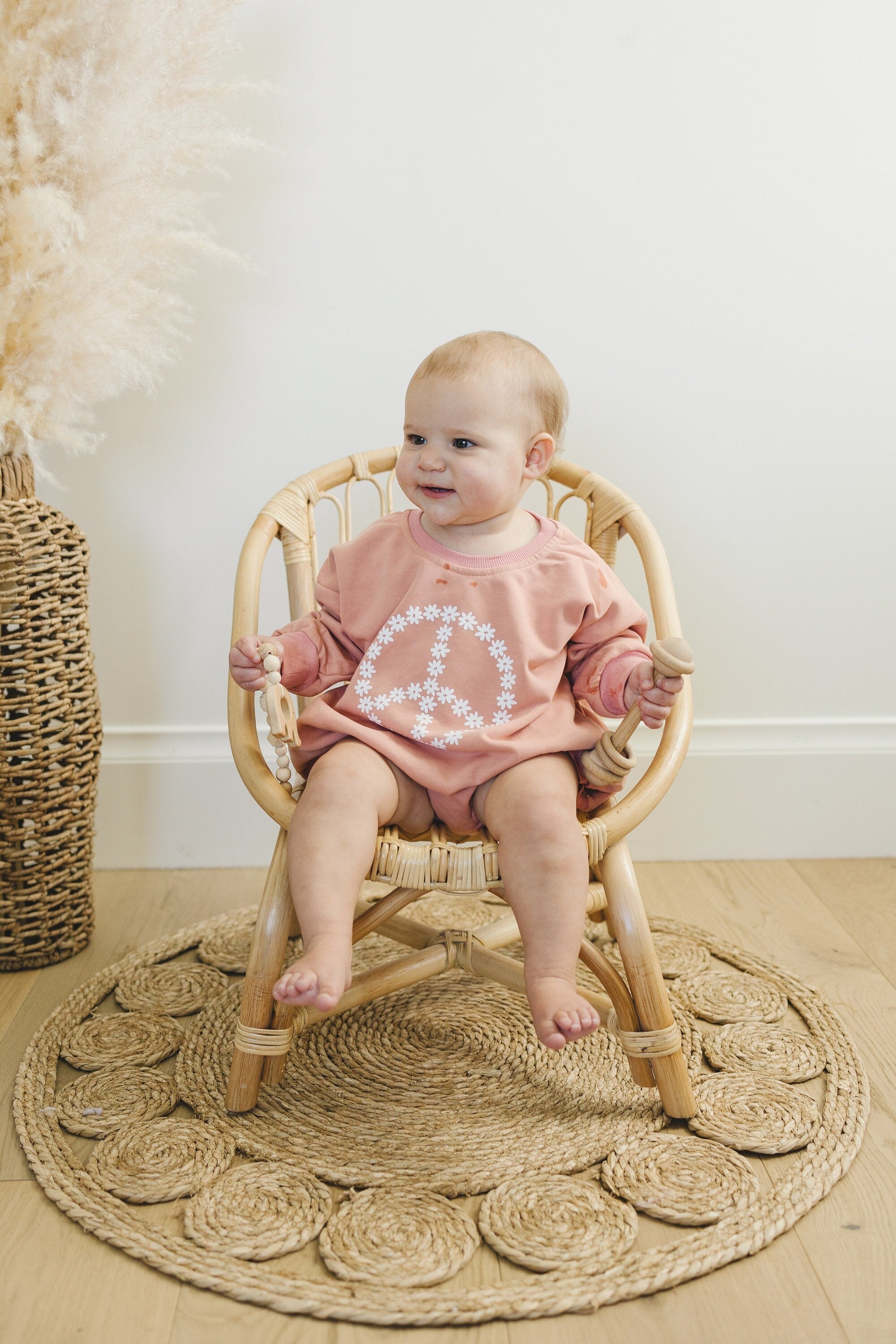 Daisy Peace Sign Sweatshirt Romper - more colors