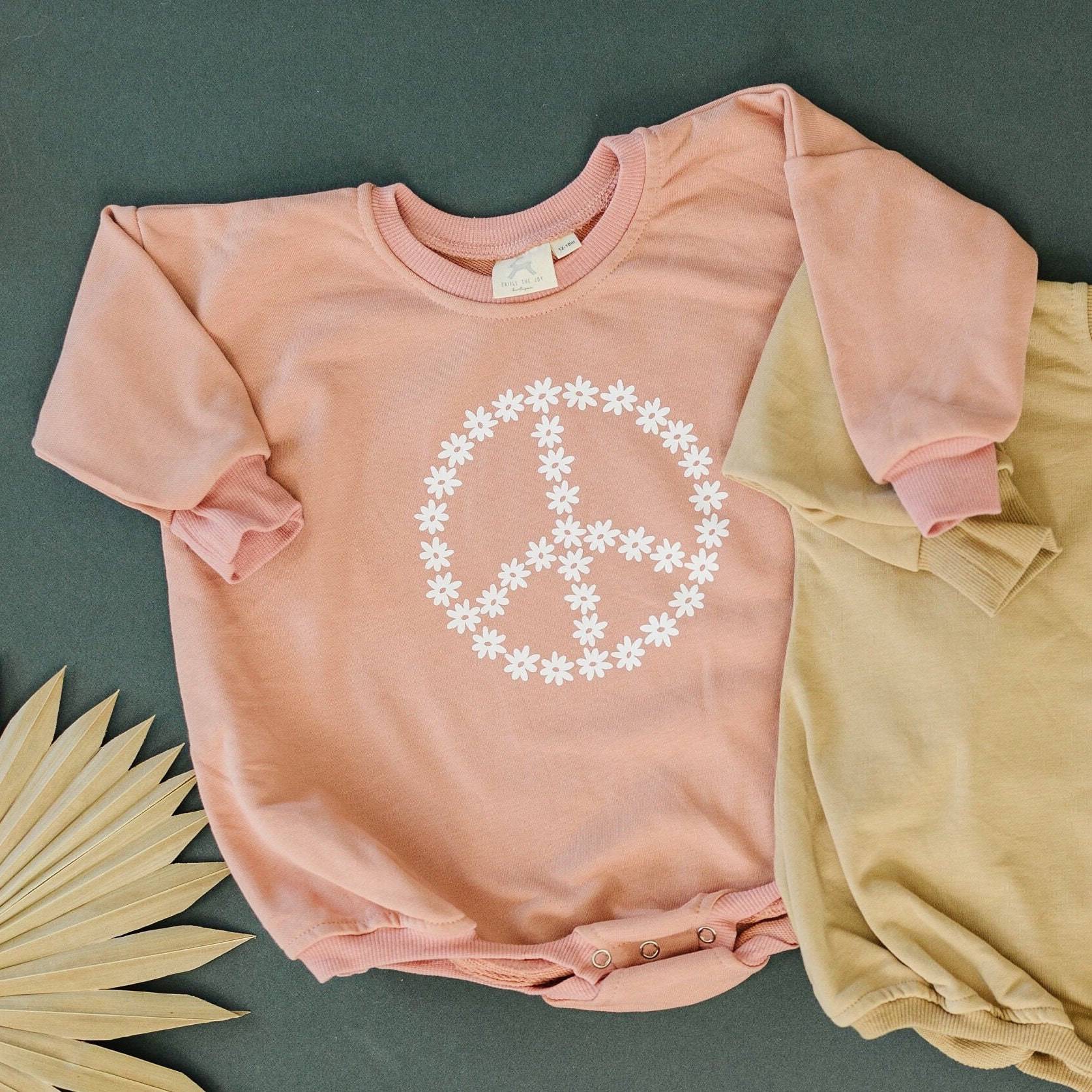 Daisy Peace Sign Sweatshirt Romper - more colors