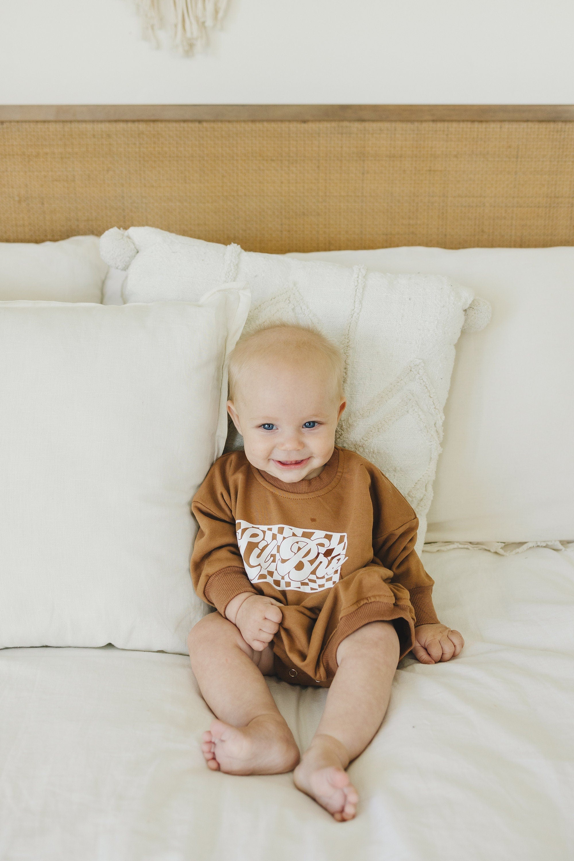 Lil Bro Checkered Sweatshirt Romper