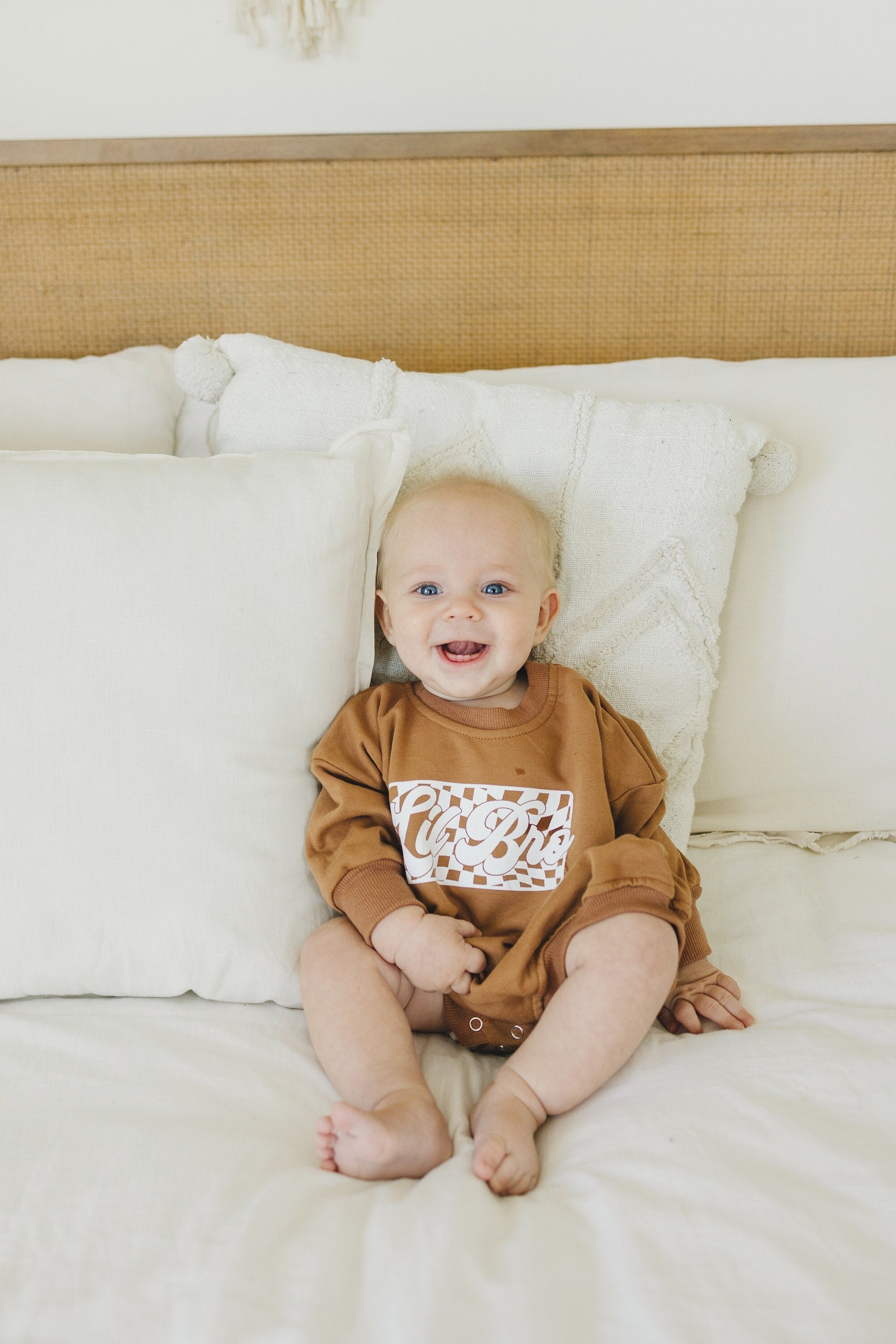 Lil Bro Checkered Sweatshirt Romper