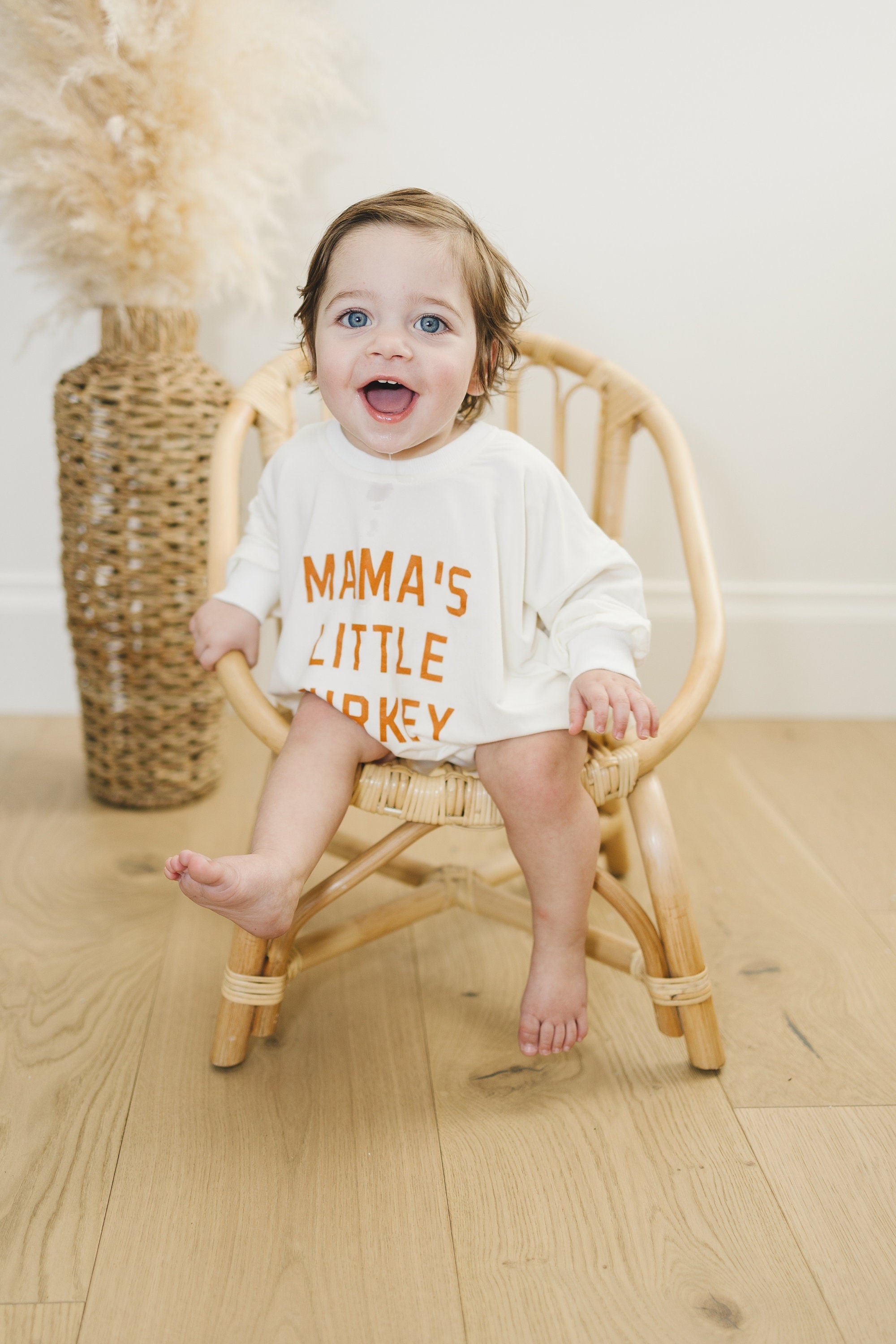 Mama's Little Turkey Bamboo Sweatshirt Romper - more colors