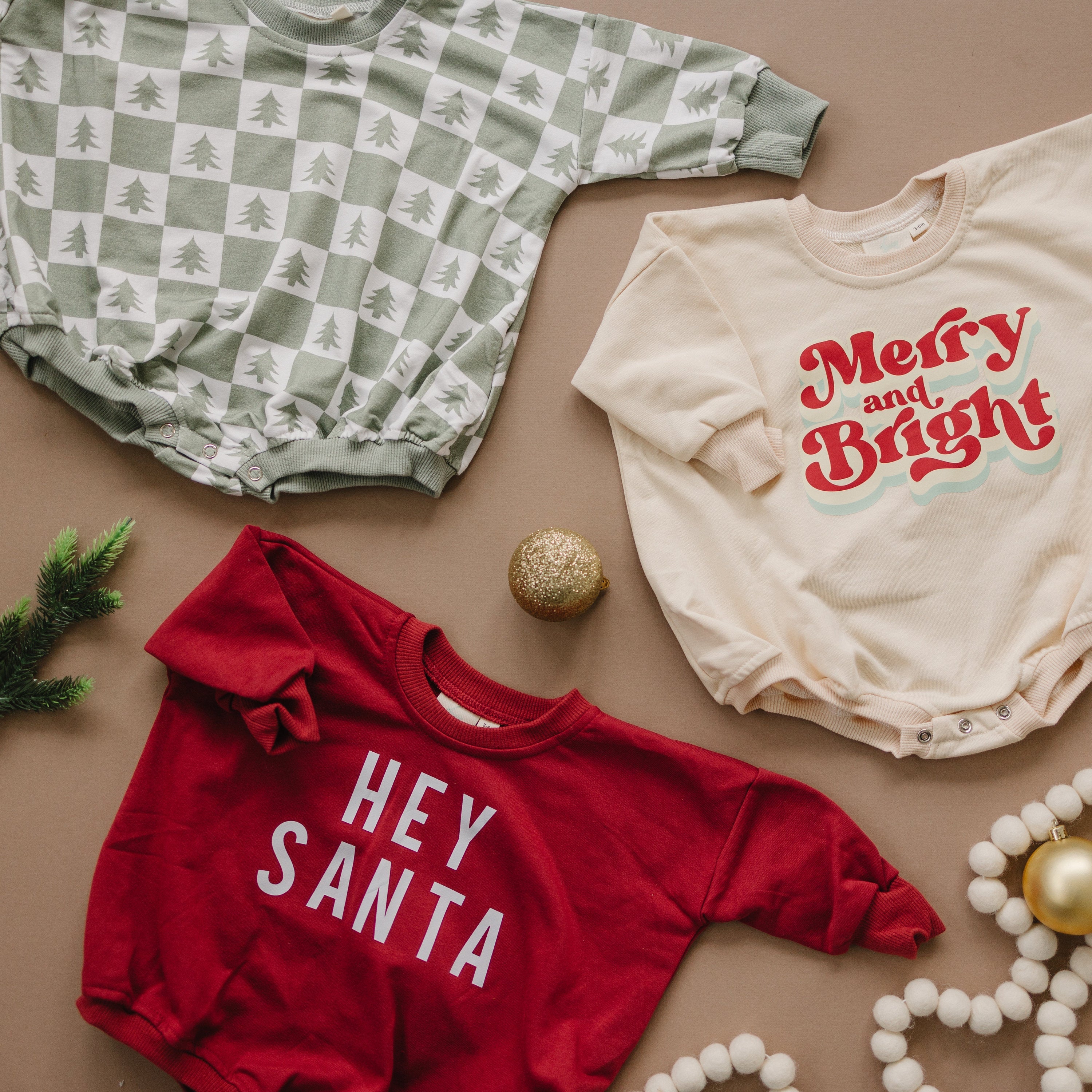 Merry and Bright Christmas Sweatshirt Romper