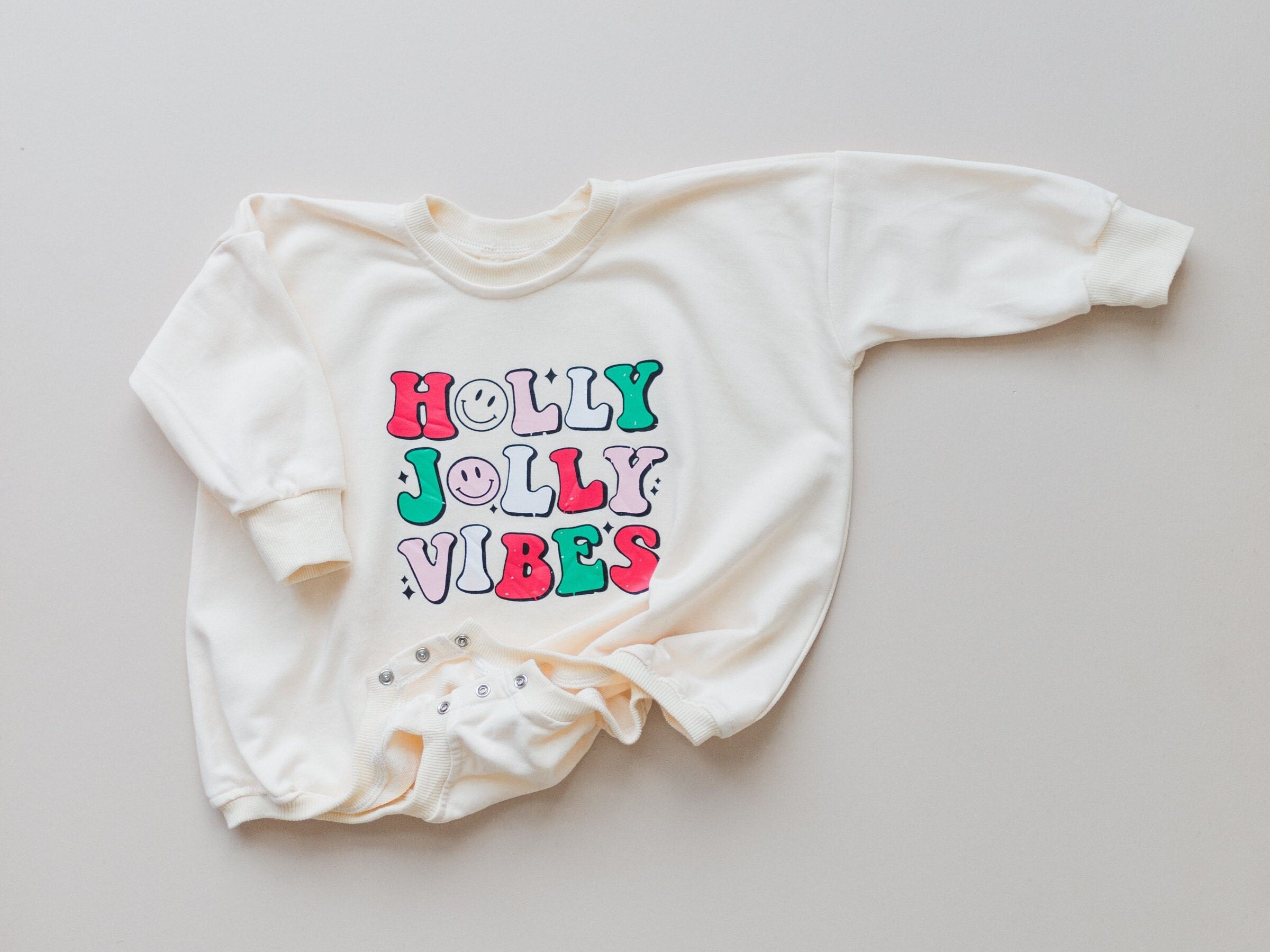 Holly Jolly Vibes Christmas Sweatshirt Romper