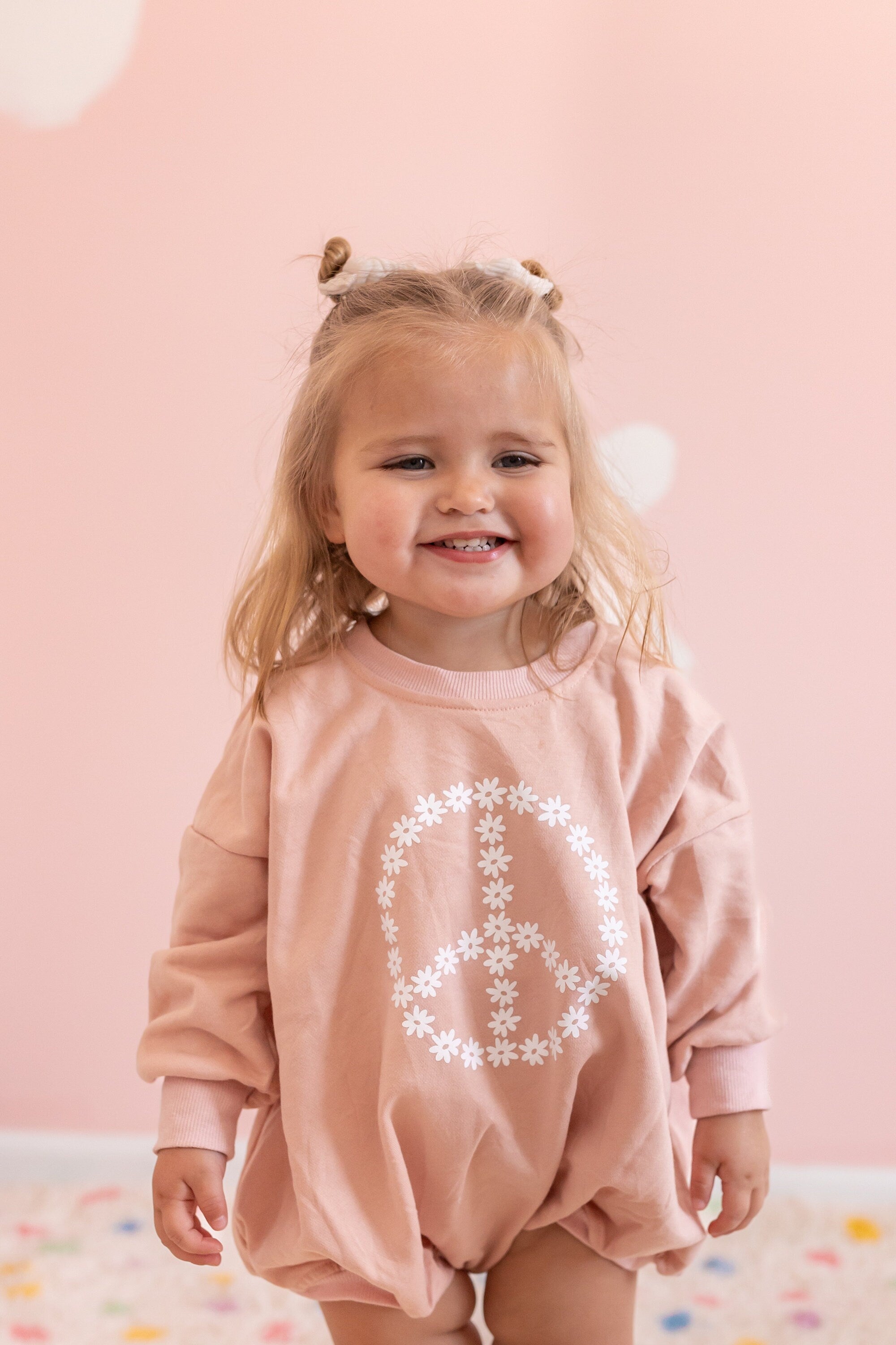 Daisy Peace Sign Sweatshirt Romper - more colors