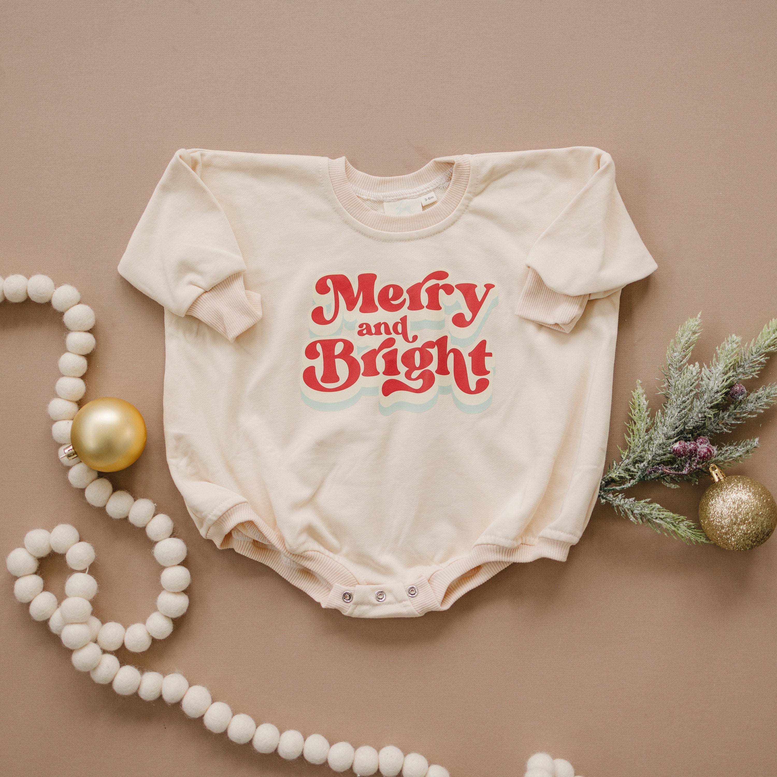 Merry and Bright Christmas Sweatshirt Romper