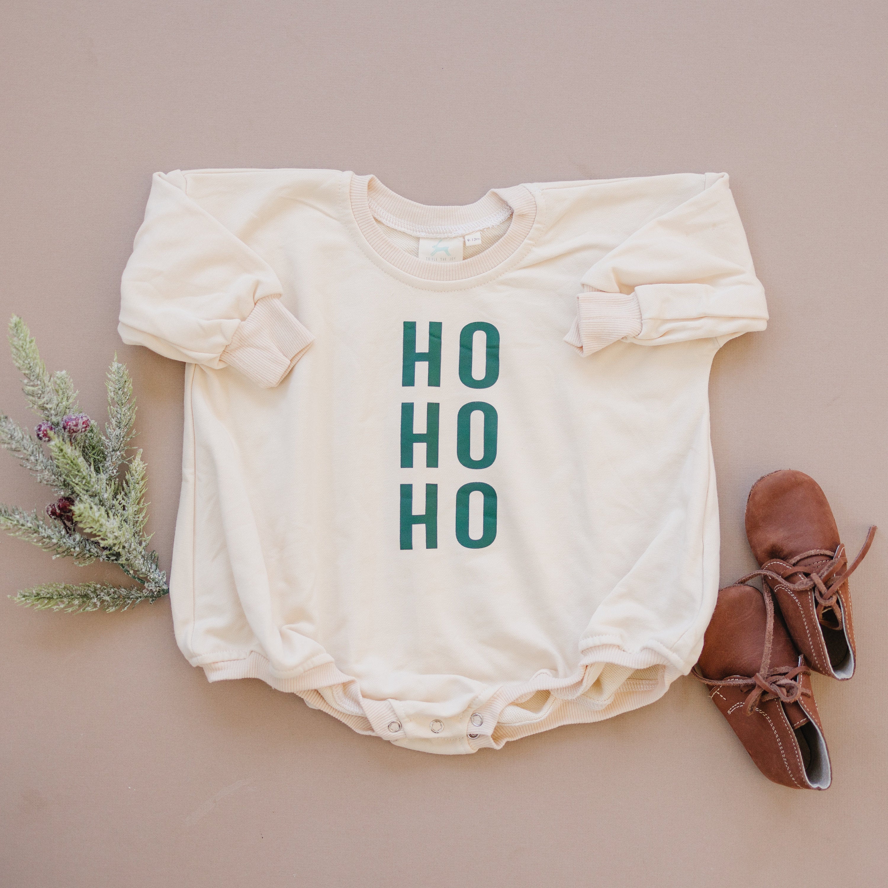 HO HO HO Christmas Sweatshirt Romper