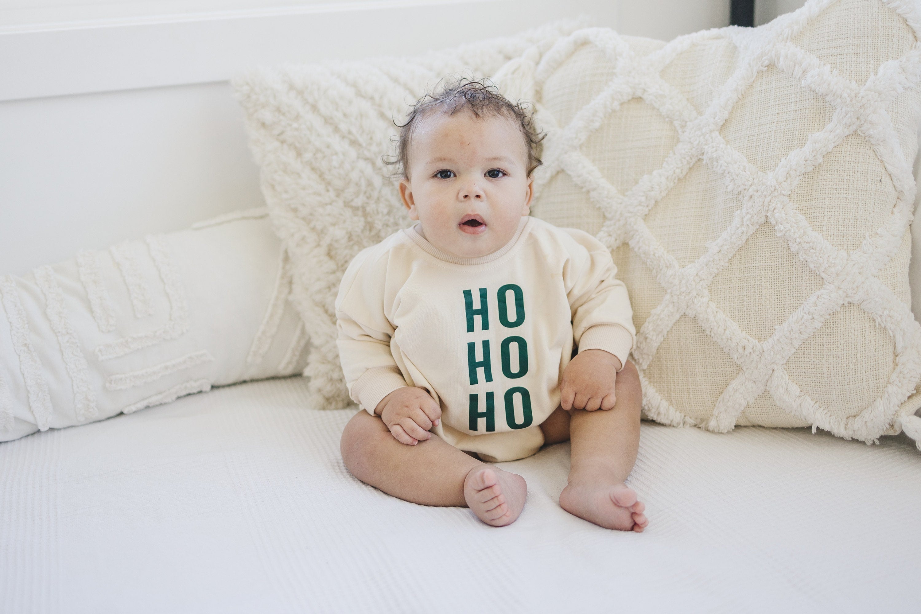 HO HO HO Christmas Sweatshirt Romper