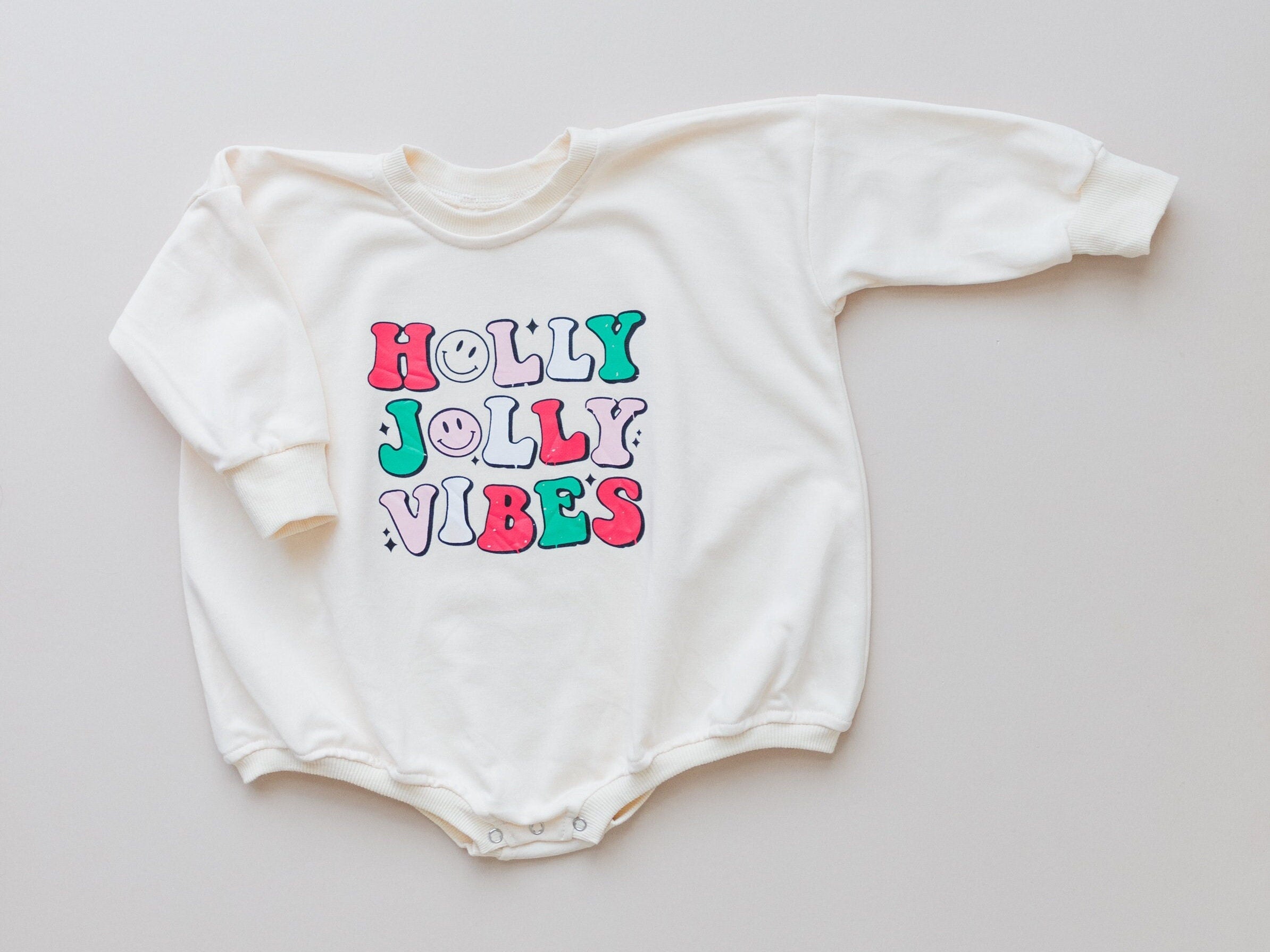 Holly Jolly Vibes Christmas Sweatshirt Romper