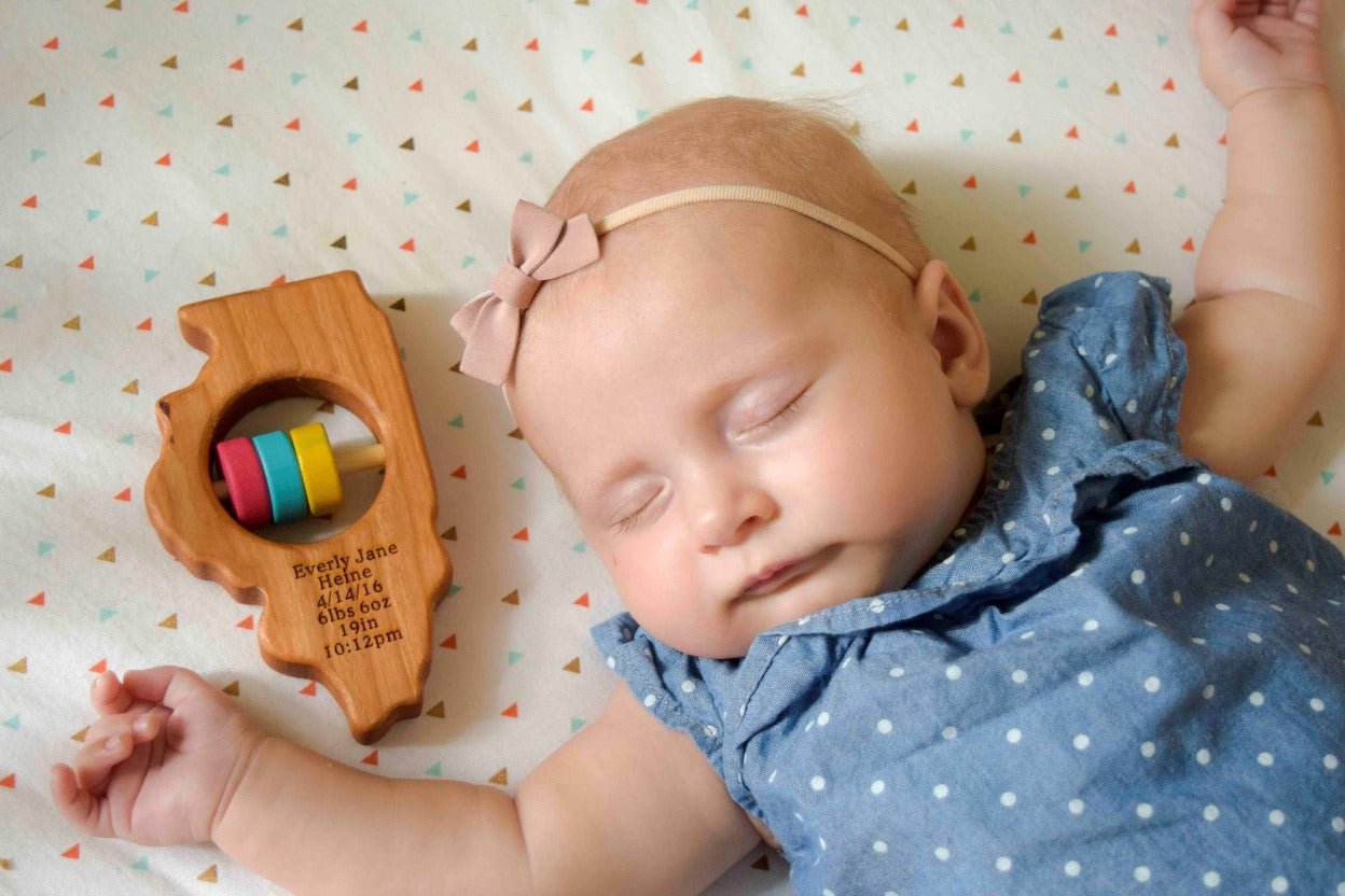 Illinois State Wooden Baby Rattle™ State Rattle Bannor Toys   