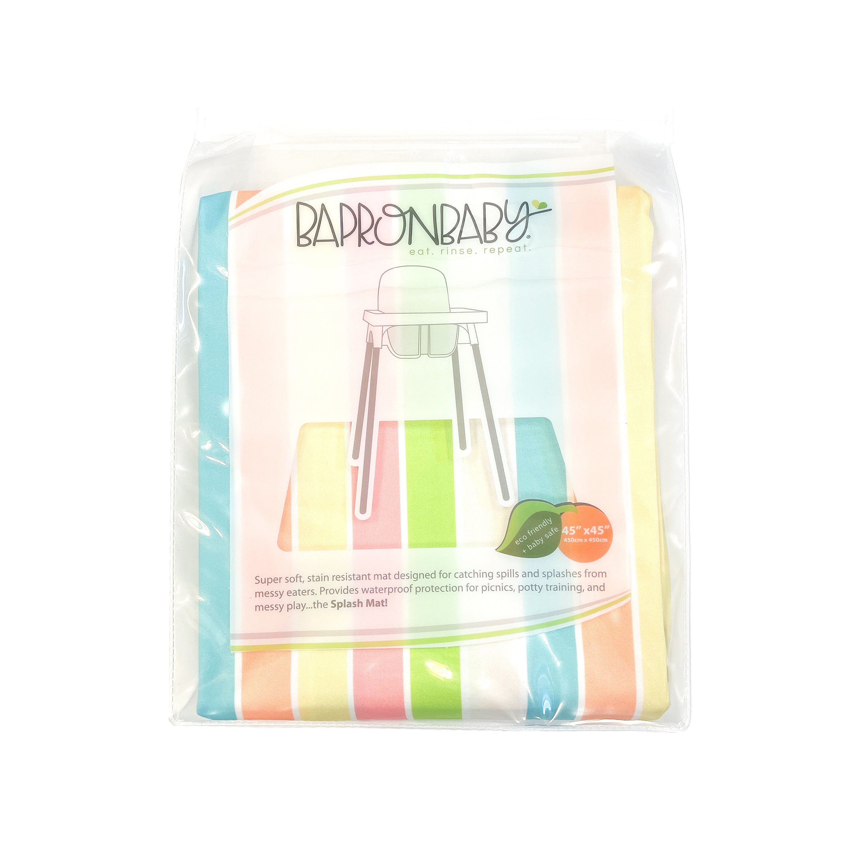 Rainbow Stripes Splash Mat - A Waterproof Catch-All for Highchair Spills and More!  BapronBaby   