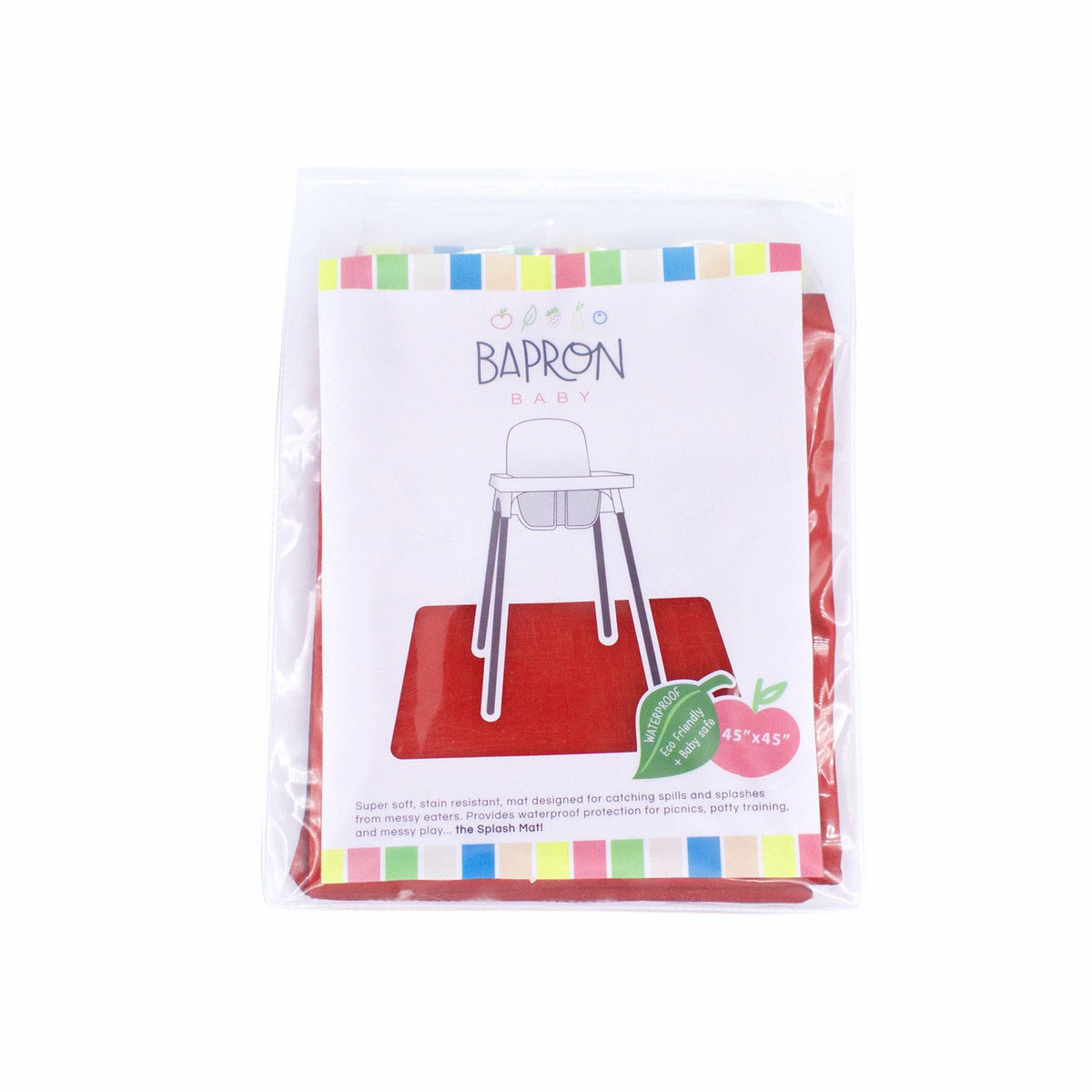 Solid Candy Apple Red Minimalist Splash Mat - A Waterproof Catch-All for Highchair Spills and More!