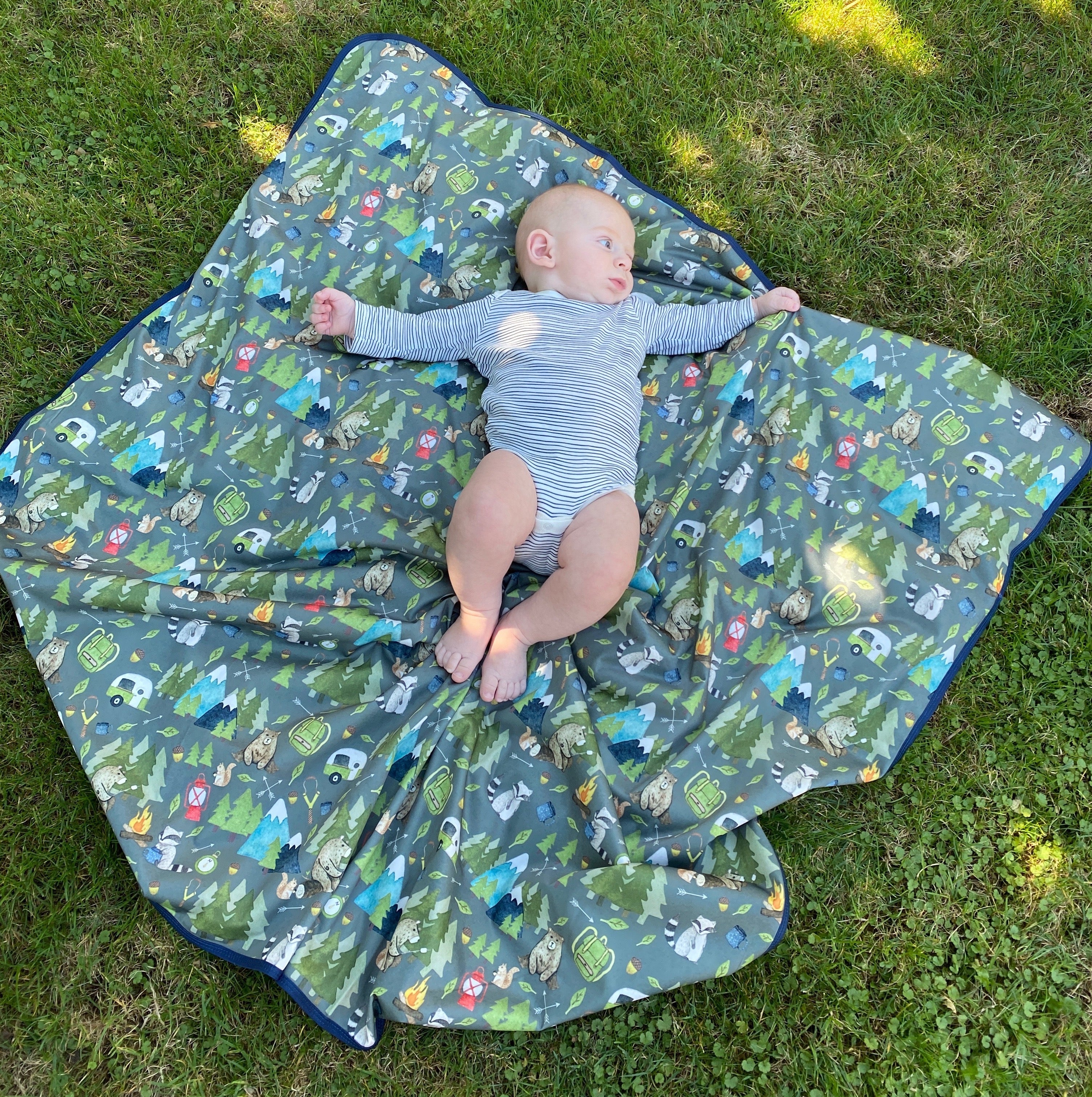 Camping Bears Splash Mat - A Waterproof Catch-All for Highchair Spills and More!  BapronBaby   