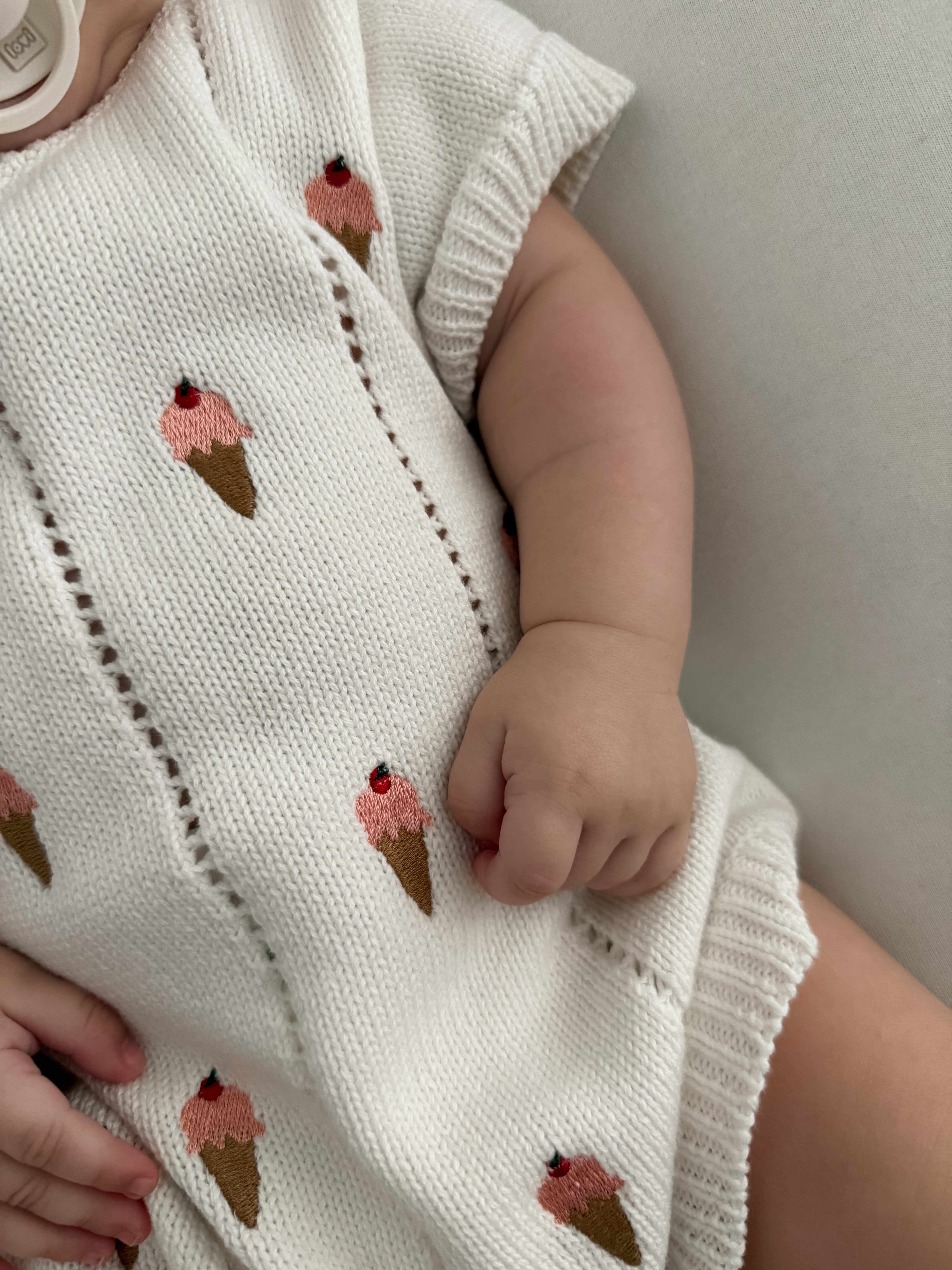 Ice Cream Embroidered Romper