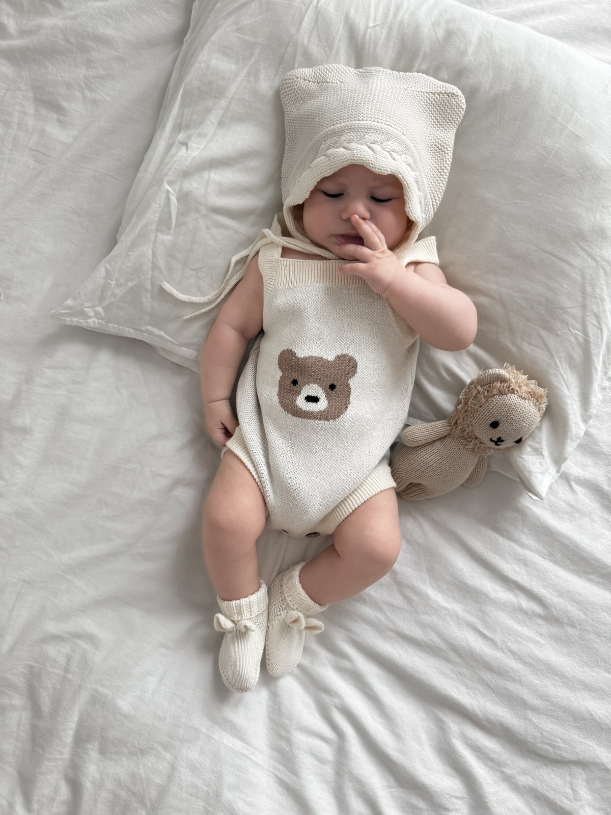 Baby Bear Bonnet - Cream