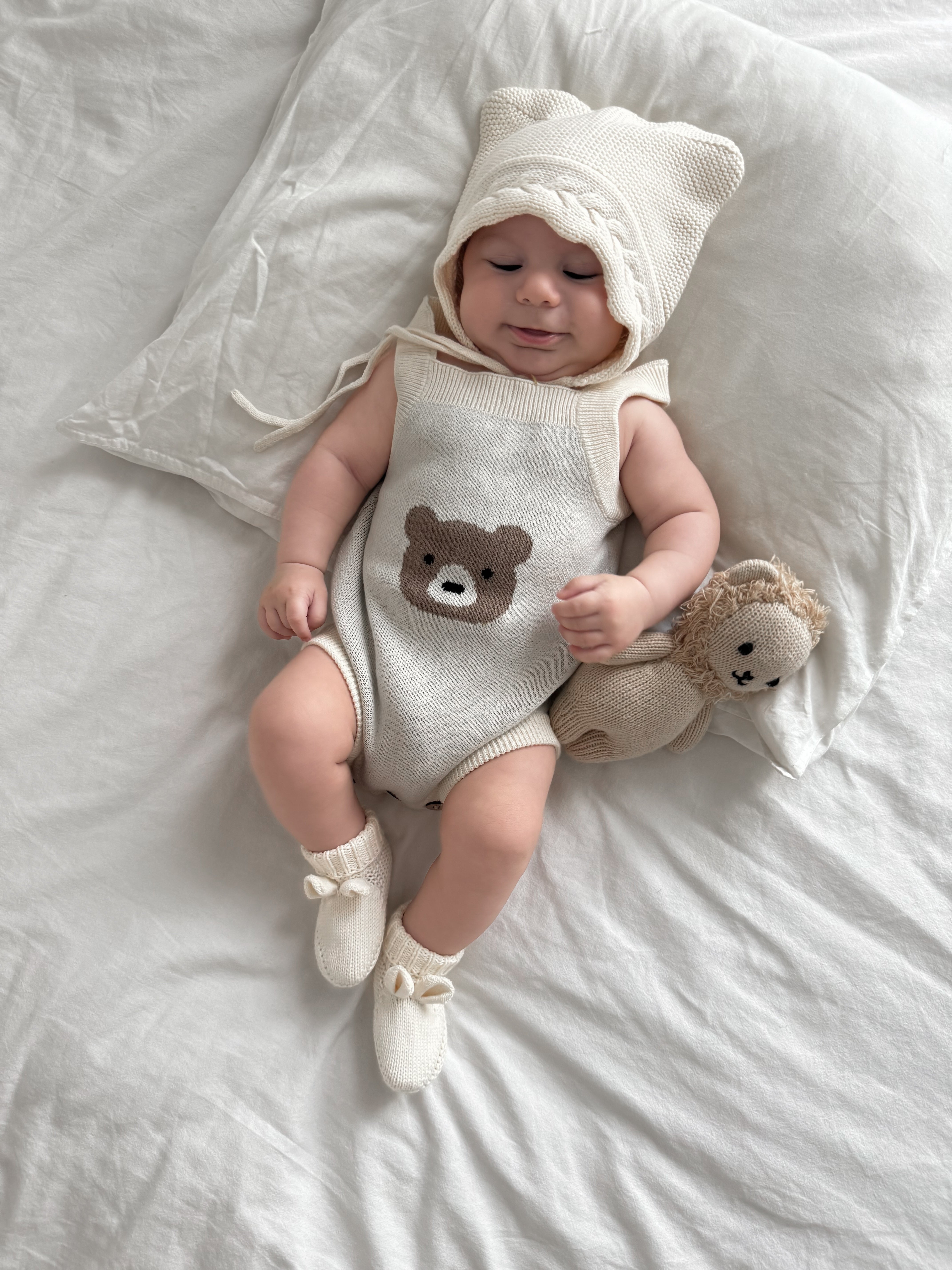 Mr. Bear Romper - Cream