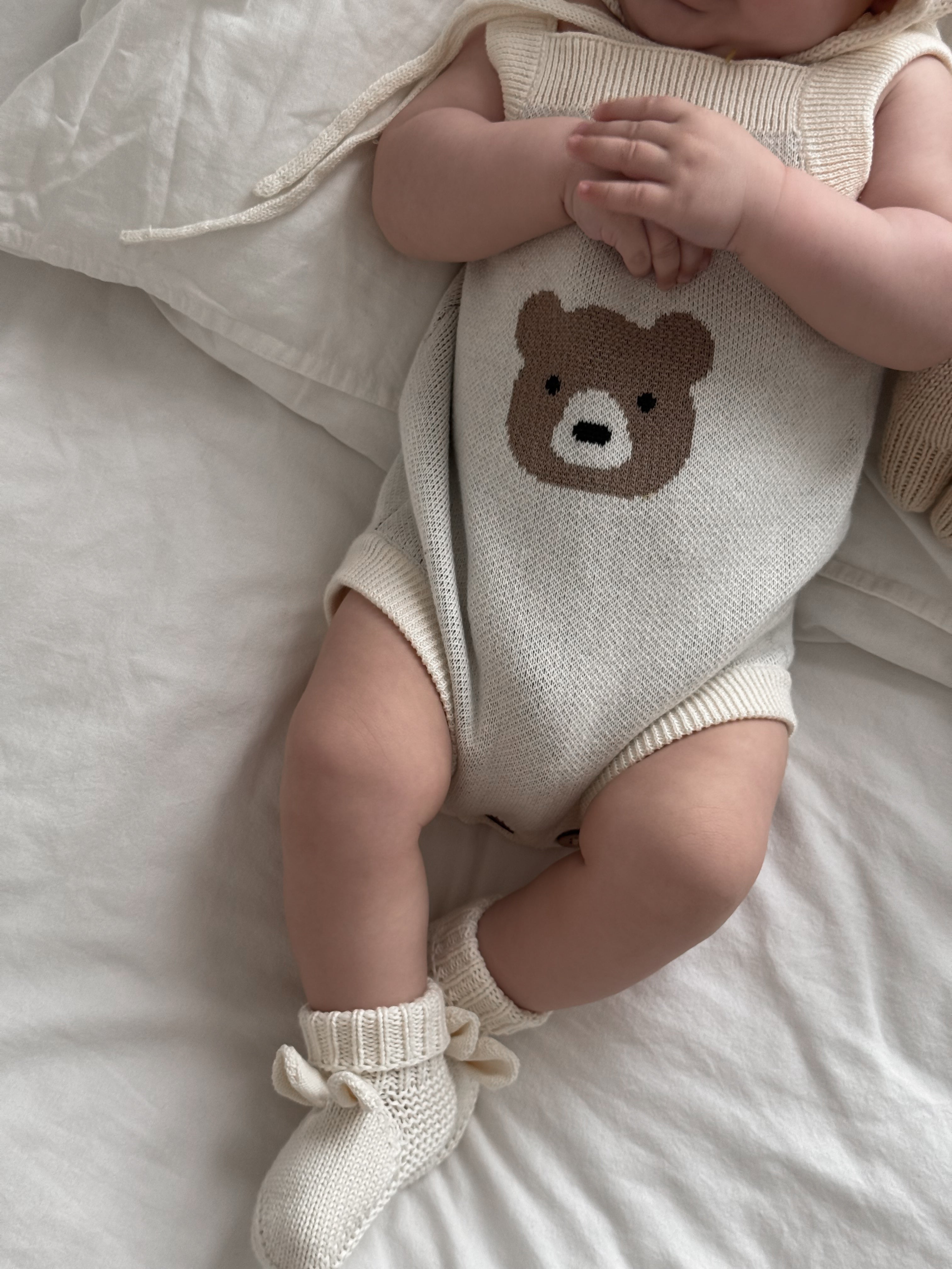 Mr. Bear Romper - Cream
