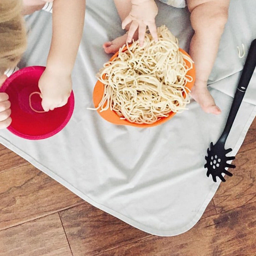 Solid Light Gray Minimalist Splash Mat - A Waterproof Catch-All for Highchair Spills and More!  BapronBaby   