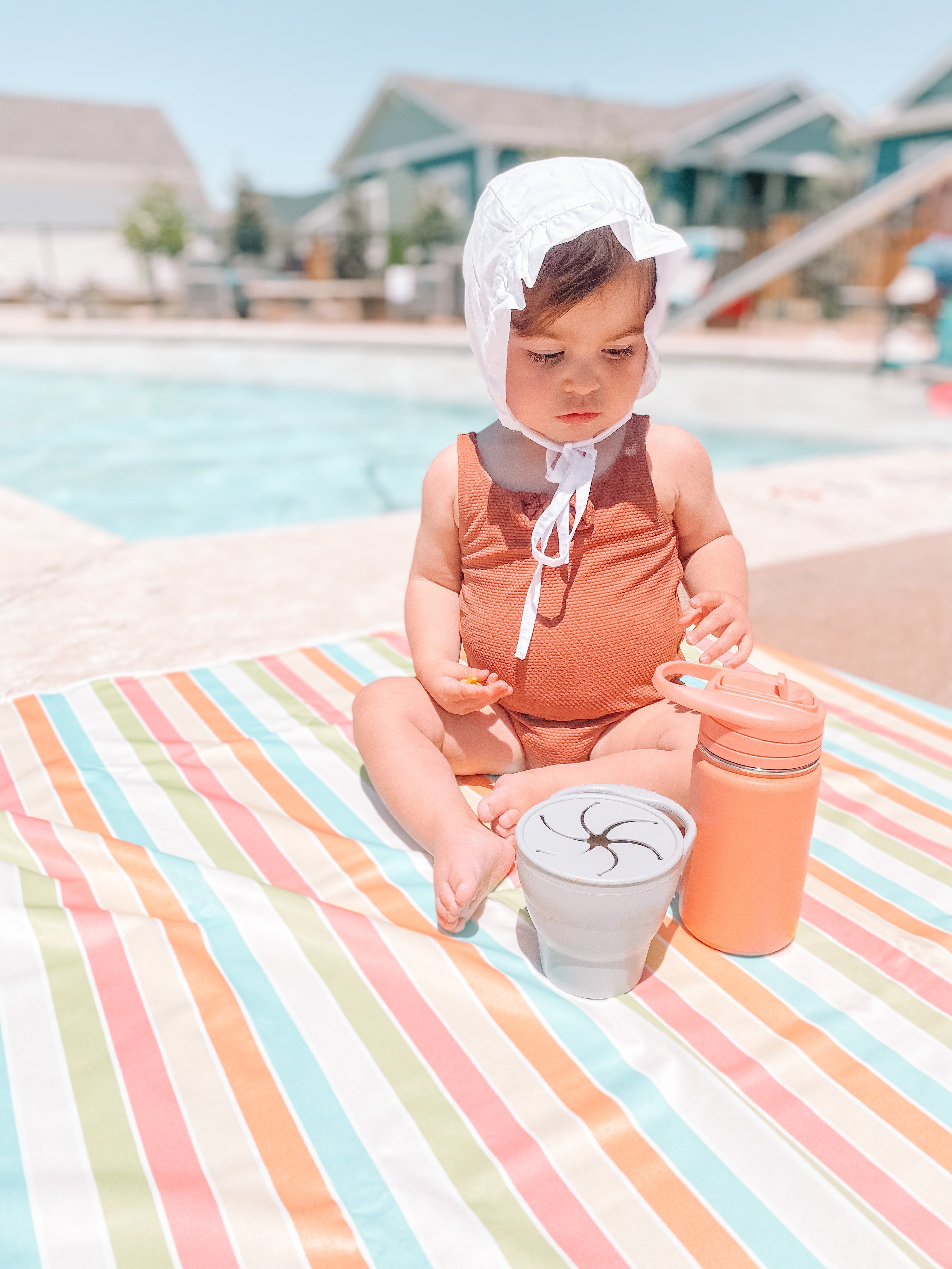 Rainbow Stripes Splash Mat - A Waterproof Catch-All for Highchair Spills and More!  BapronBaby   