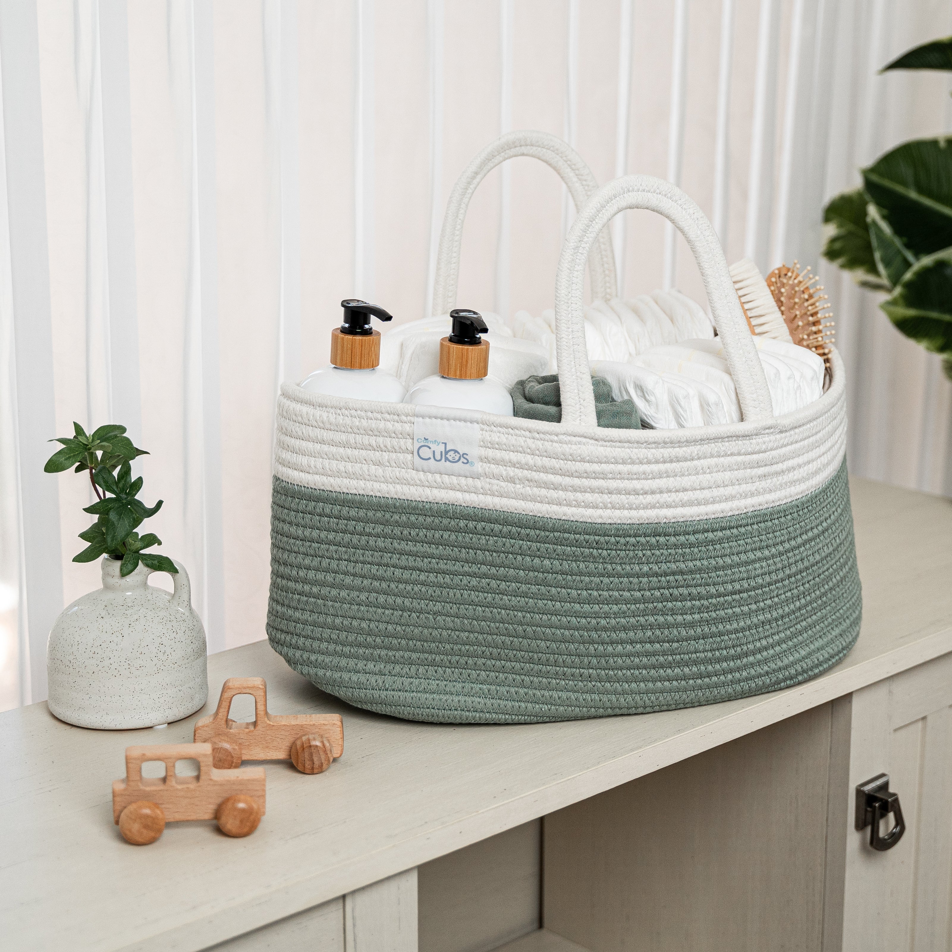 Rope Diaper Caddy by Comfy Cubs - Sage