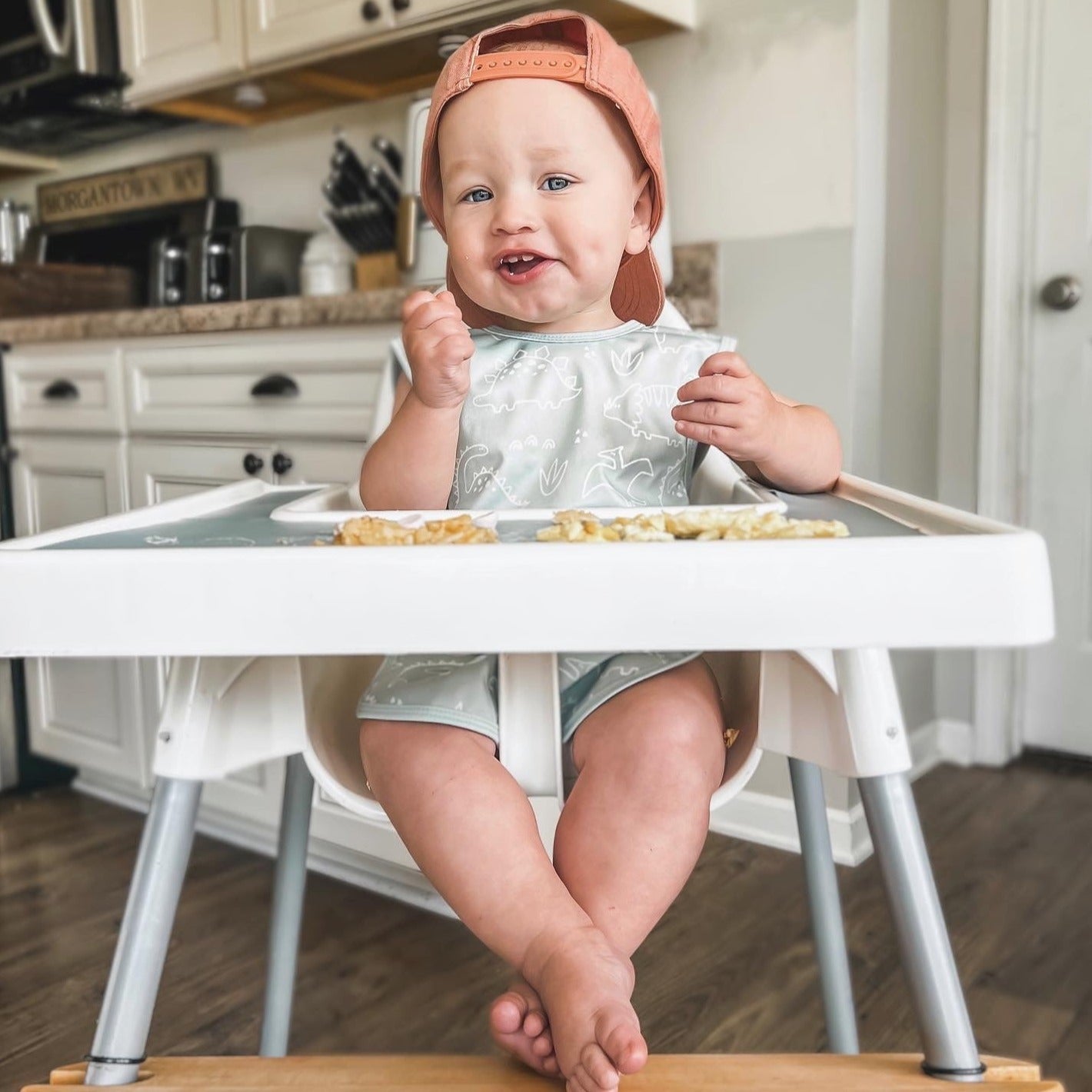 Dino Friends - Sage Bapron SALE **PRESCHOOL SIZE ONLY**