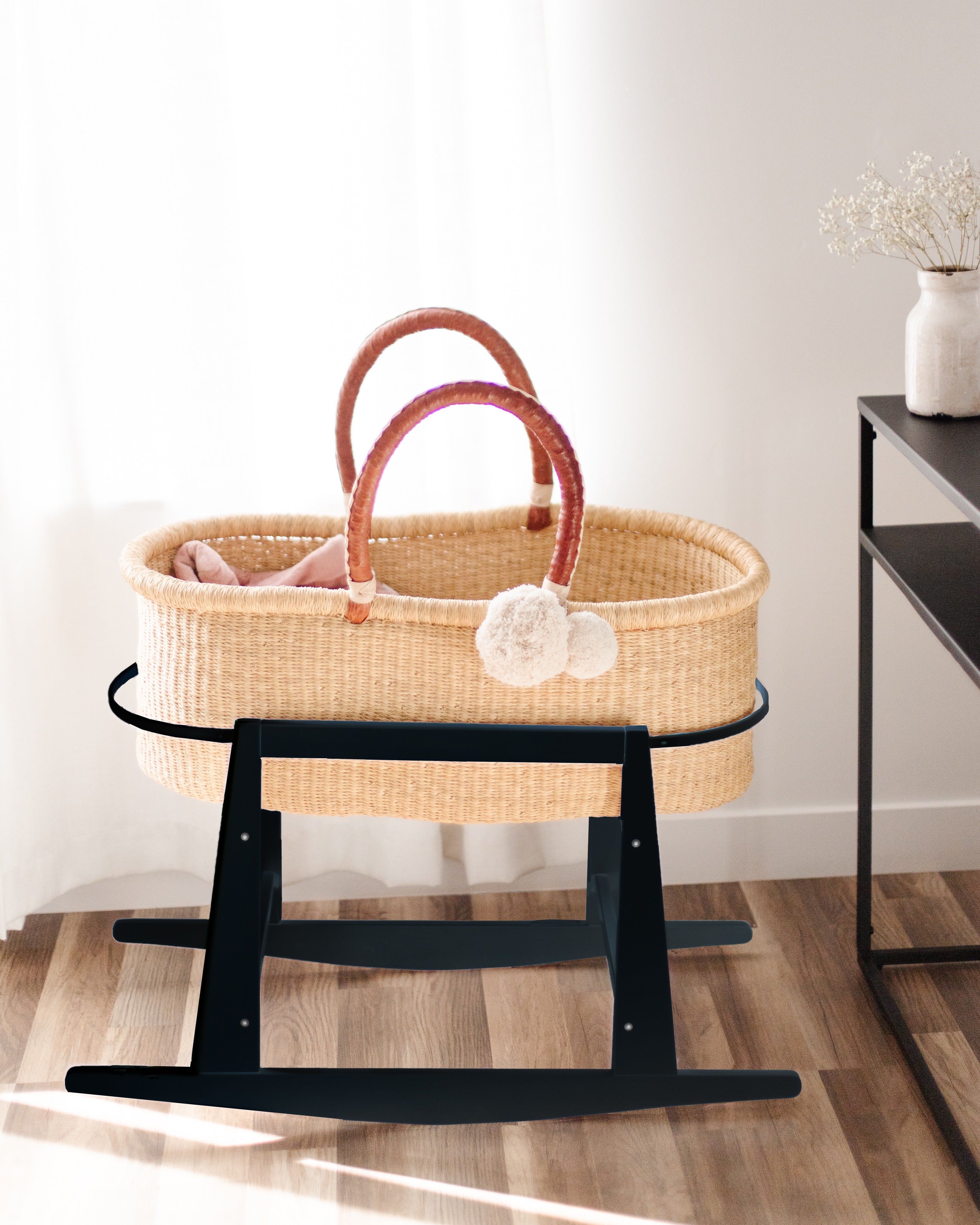 Original Rocking<br>Moses Bassinet Stand<br>with brake<br>Black