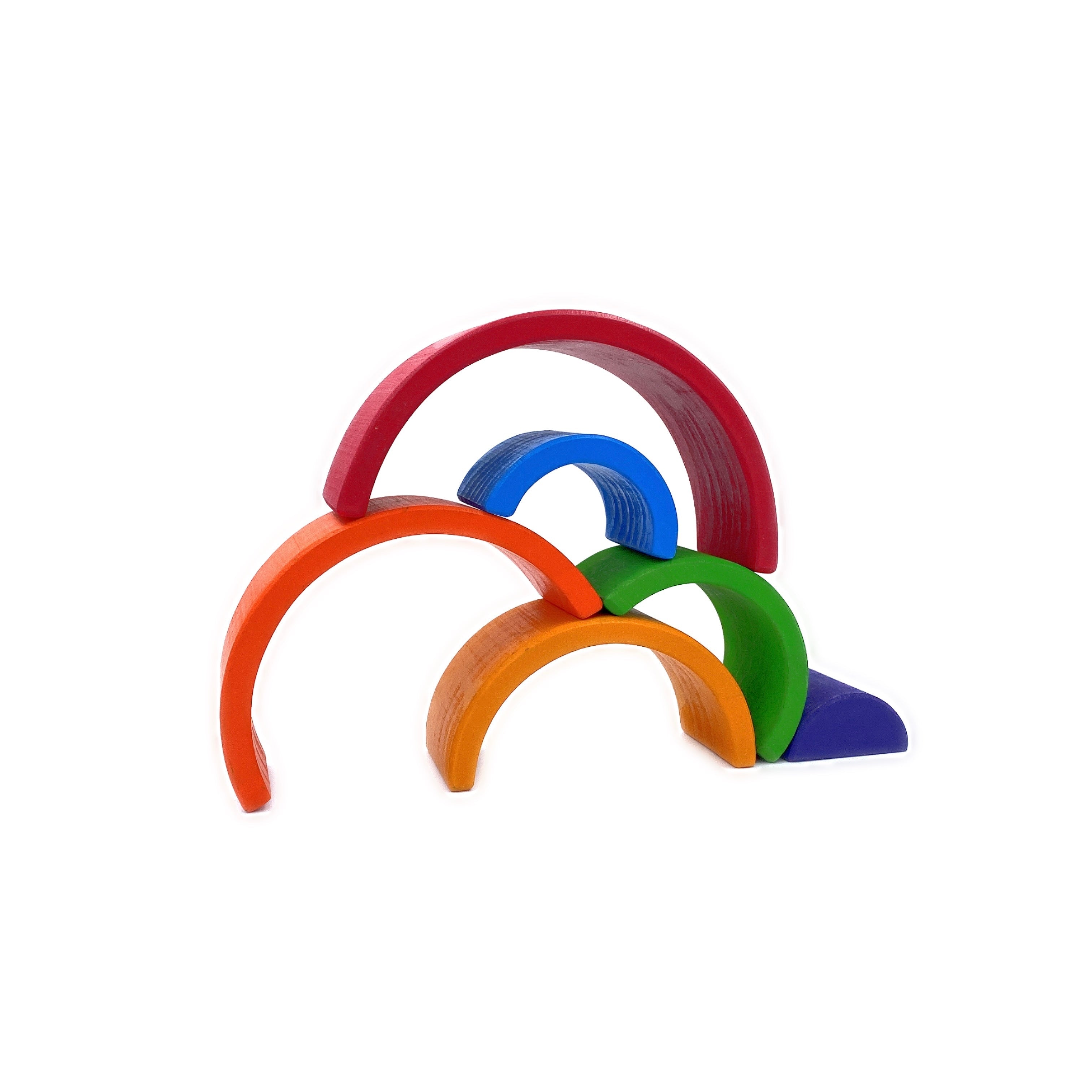 **Pre-order (Ships in 2-3 Weeks)**6 Pcs Small Rainbow Stacking Blocks in Primary Colors