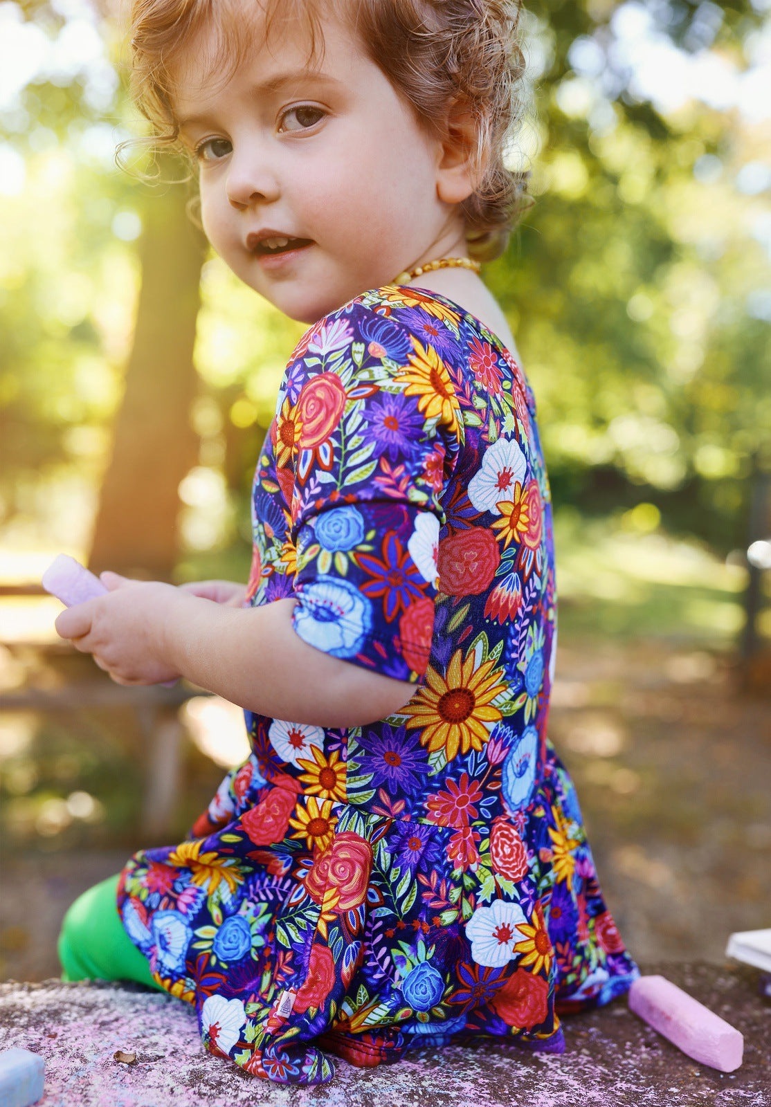 Funky Floral Short Sleeve Leotard Dress
