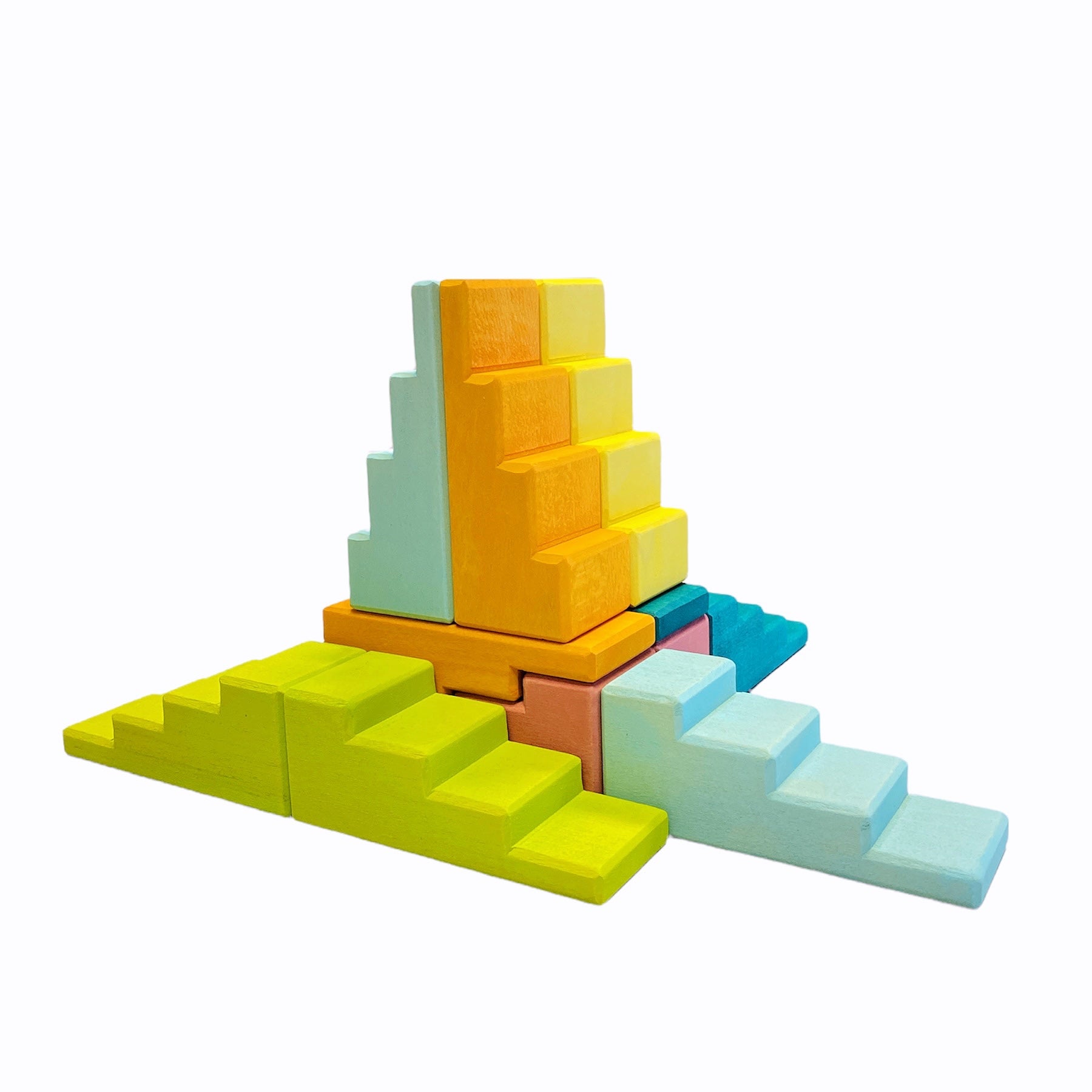 **Pre-Order (Ships in 2–3 Weeks)**12-Piece Stained Stepped Roof Building Block Set — Pastel / Macaron Colors