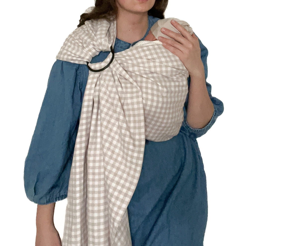 Beige Gingham Ring Sling Carrier