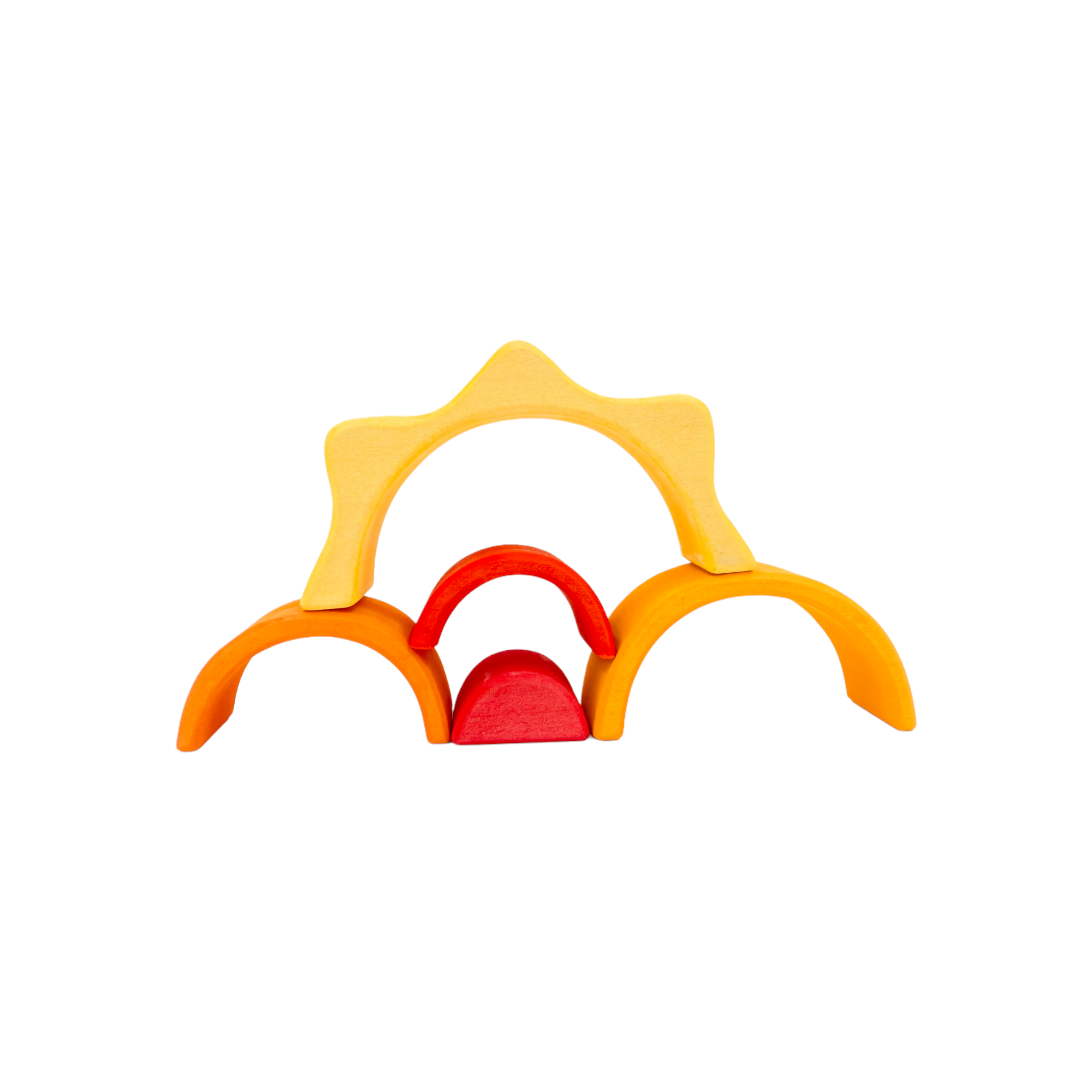 **Pre-order (Ships in 2-3 Weeks)**5-Piece Stained Mini Wooden Sun Rainbow Stacker