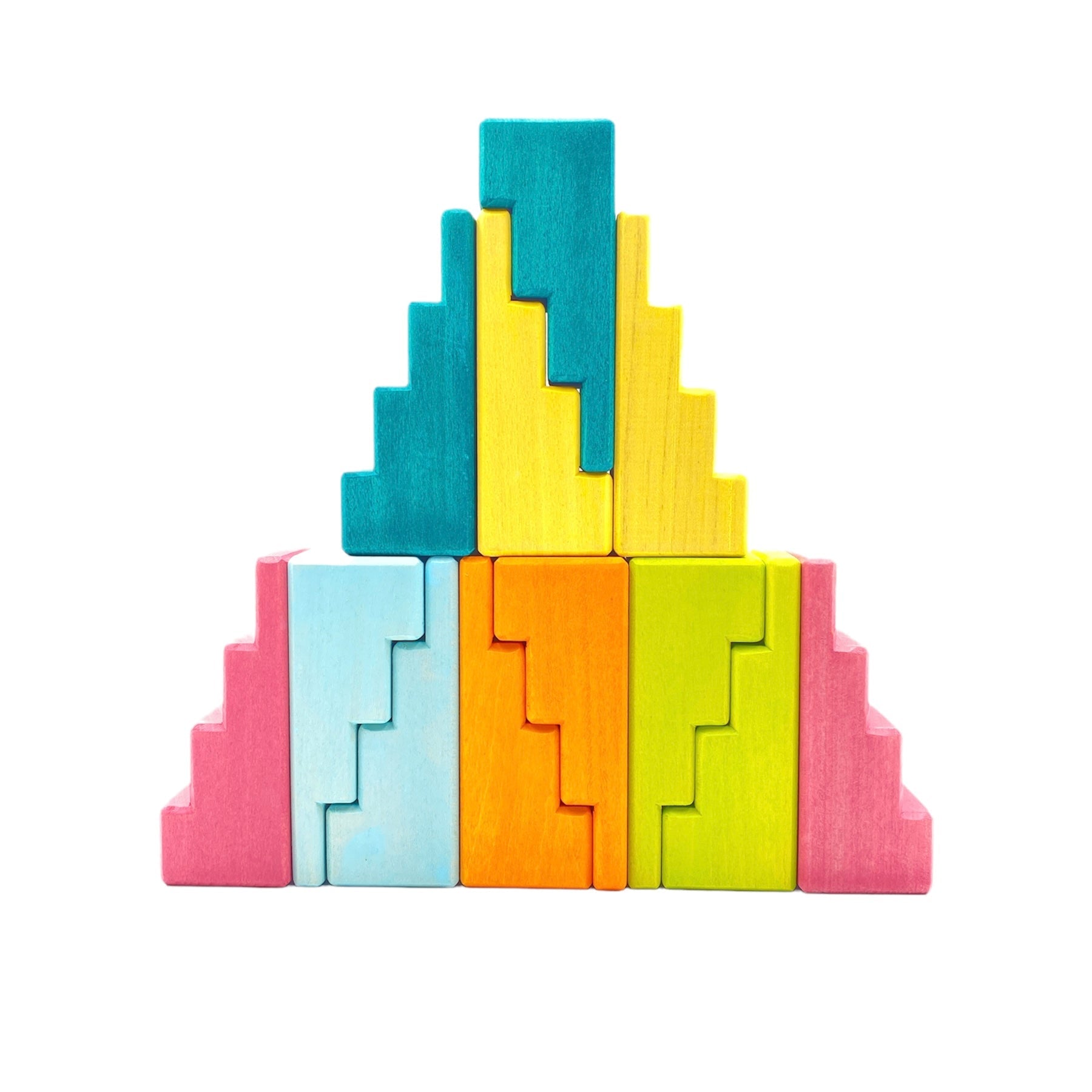 **Pre-Order (Ships in 2–3 Weeks)**12-Piece Stained Stepped Roof Building Block Set — Pastel / Macaron Colors