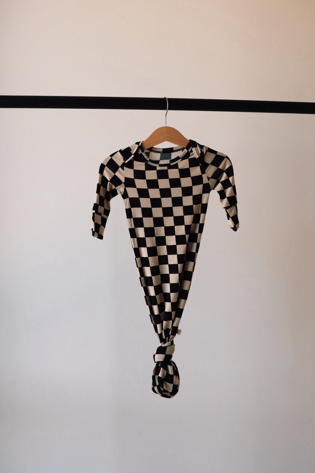 Bamboo Knotted Gown | Black Checkerboard