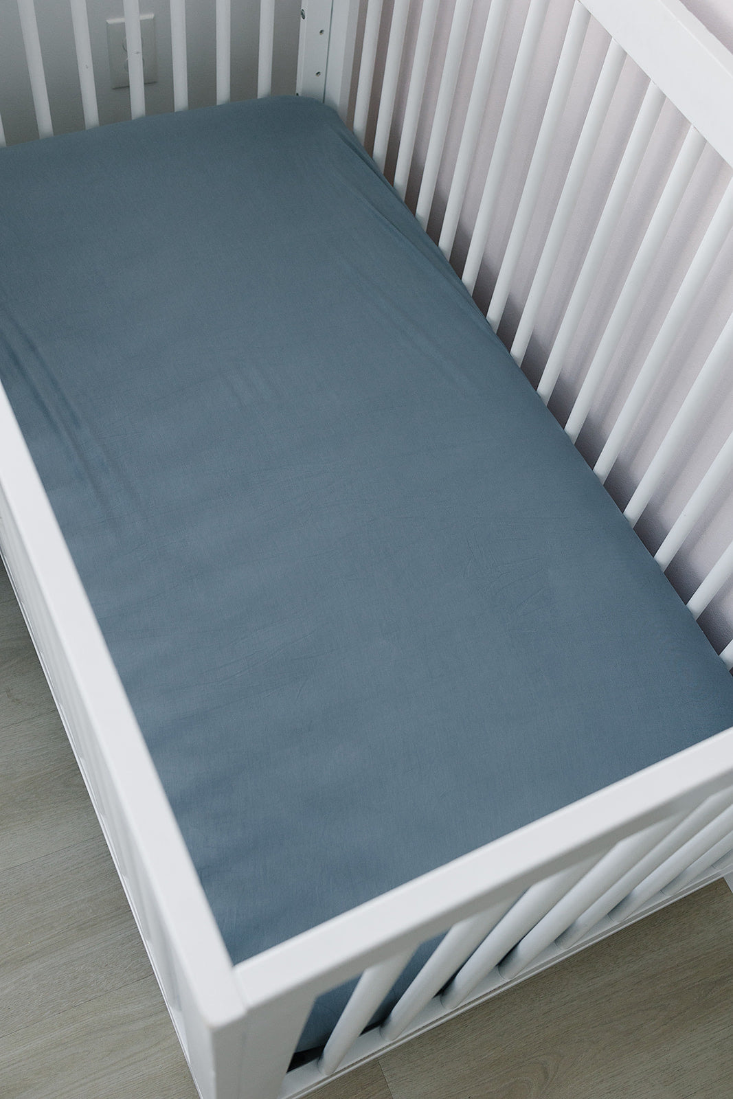 Dusty Blue Bamboo Stretch Crib Sheet  Mebie Baby   