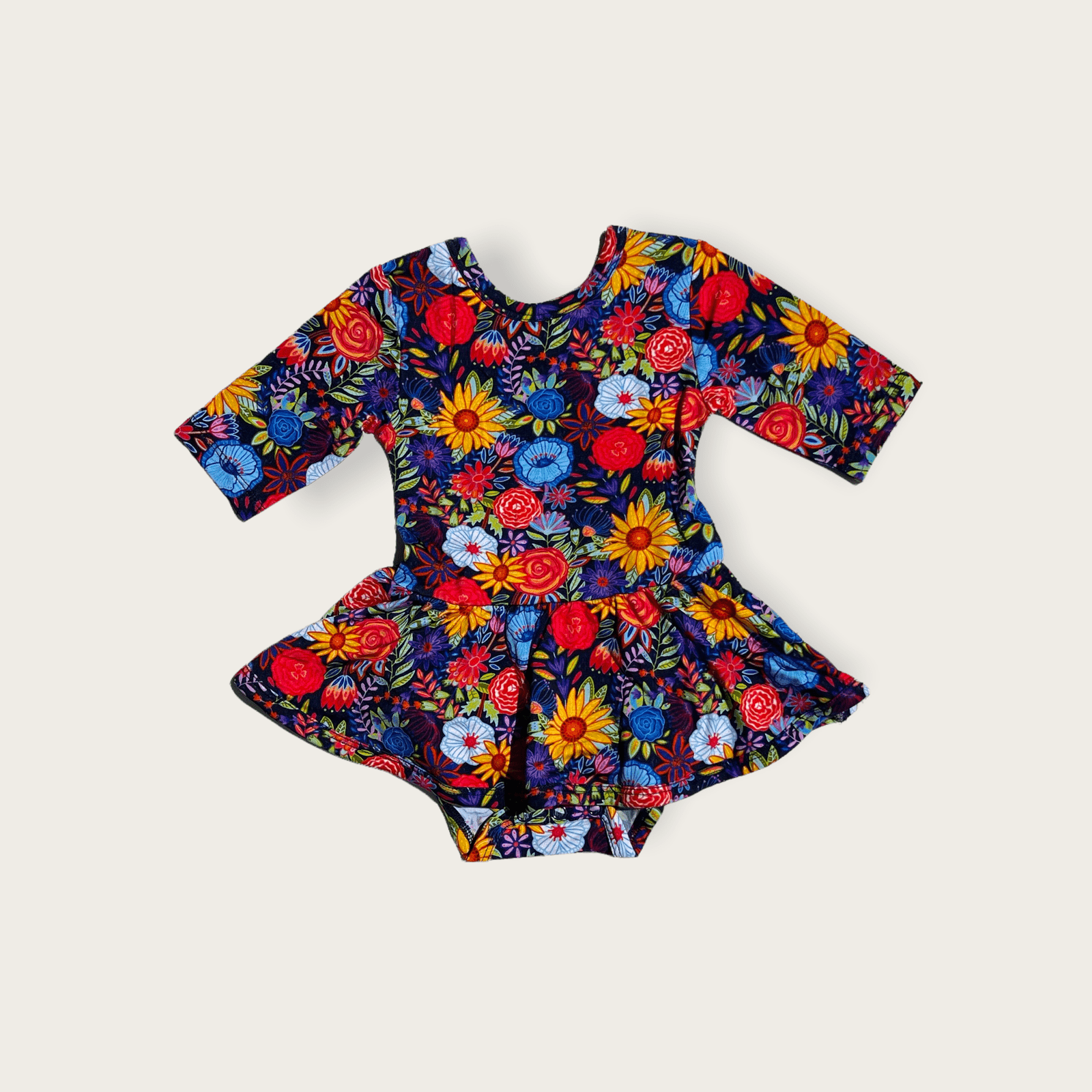 Funky Floral Short Sleeve Leotard Dress
