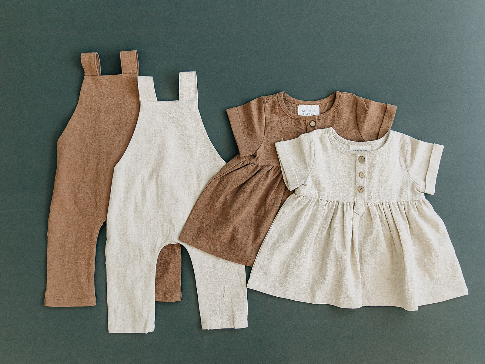 Oatmeal Linen Cotton Dress  Mebie Baby   