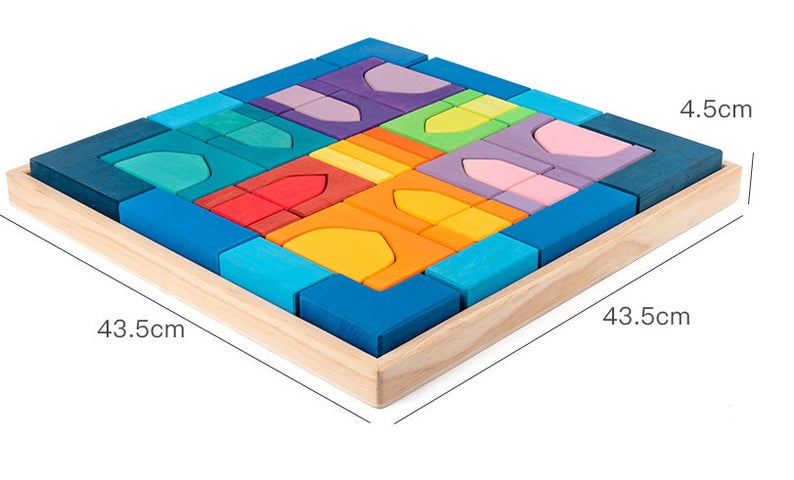 **Pre-order (Ships in 1-2 Weeks)**54 Pcs STAINED Arabian 1001 Nights Inspired Wooden Building Blocks Set with Tray