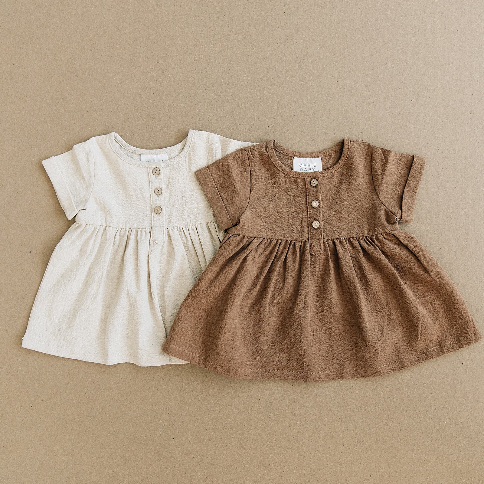 Camel Linen Cotton Dress  Mebie Baby   