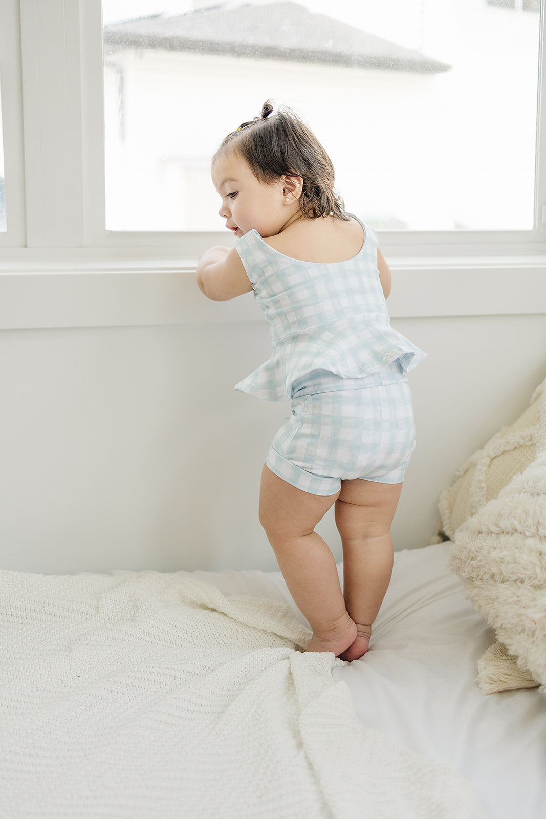 Steel Gingham Peplum Top Tops doodle & jack   