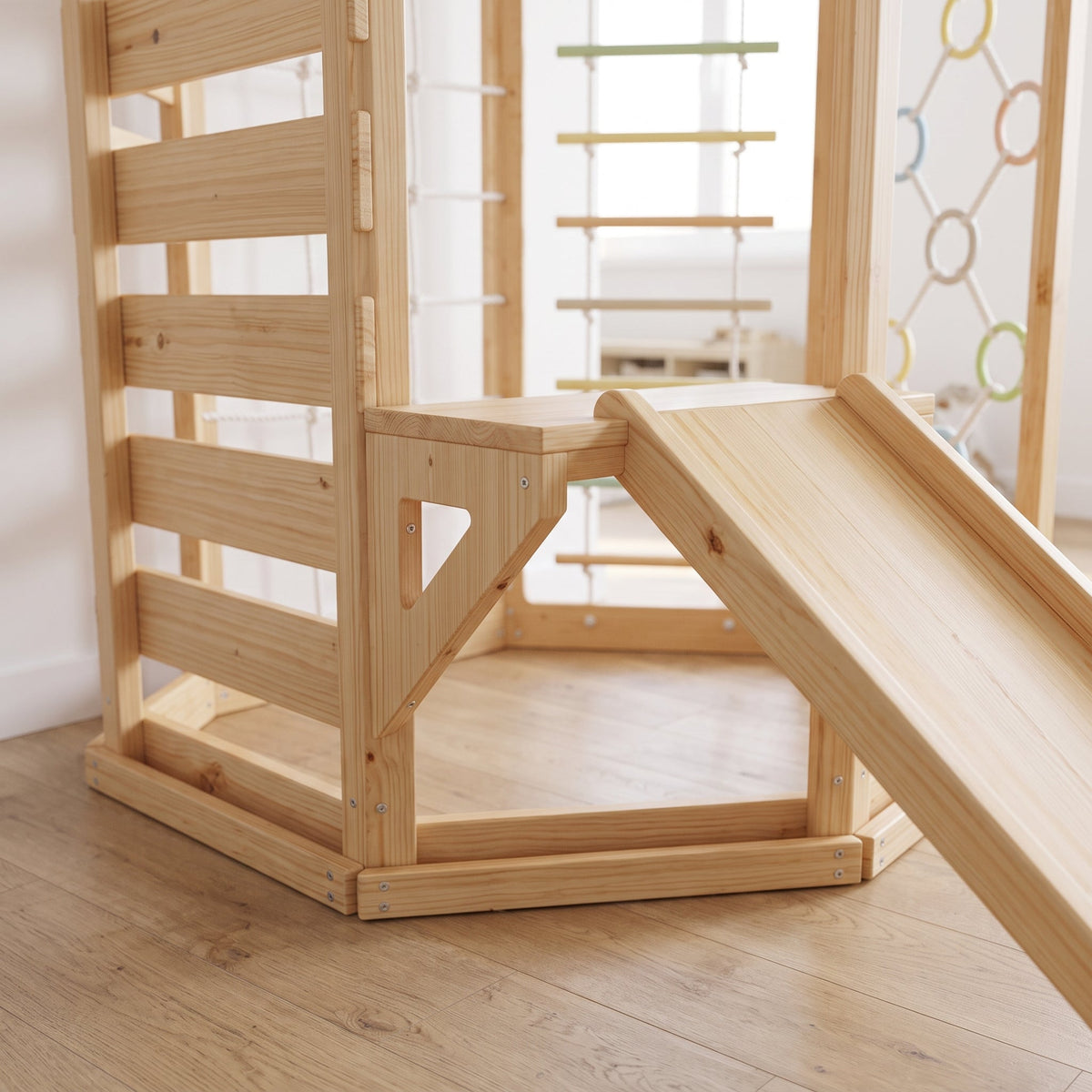 Hawthorn Indoor Playground | 93 Inch Kids Climbing Gym with Slide