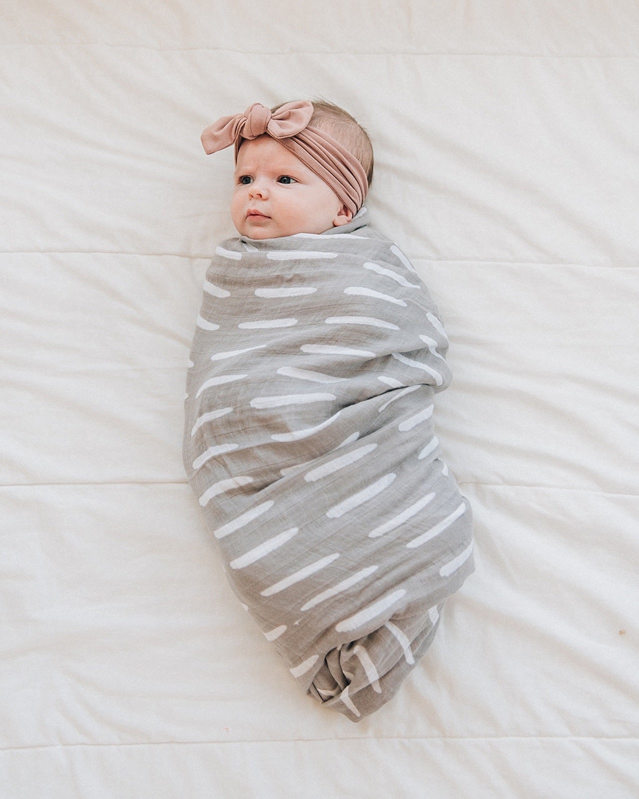 Grey Dash Muslin Swaddle Blanket  Mebie Baby   