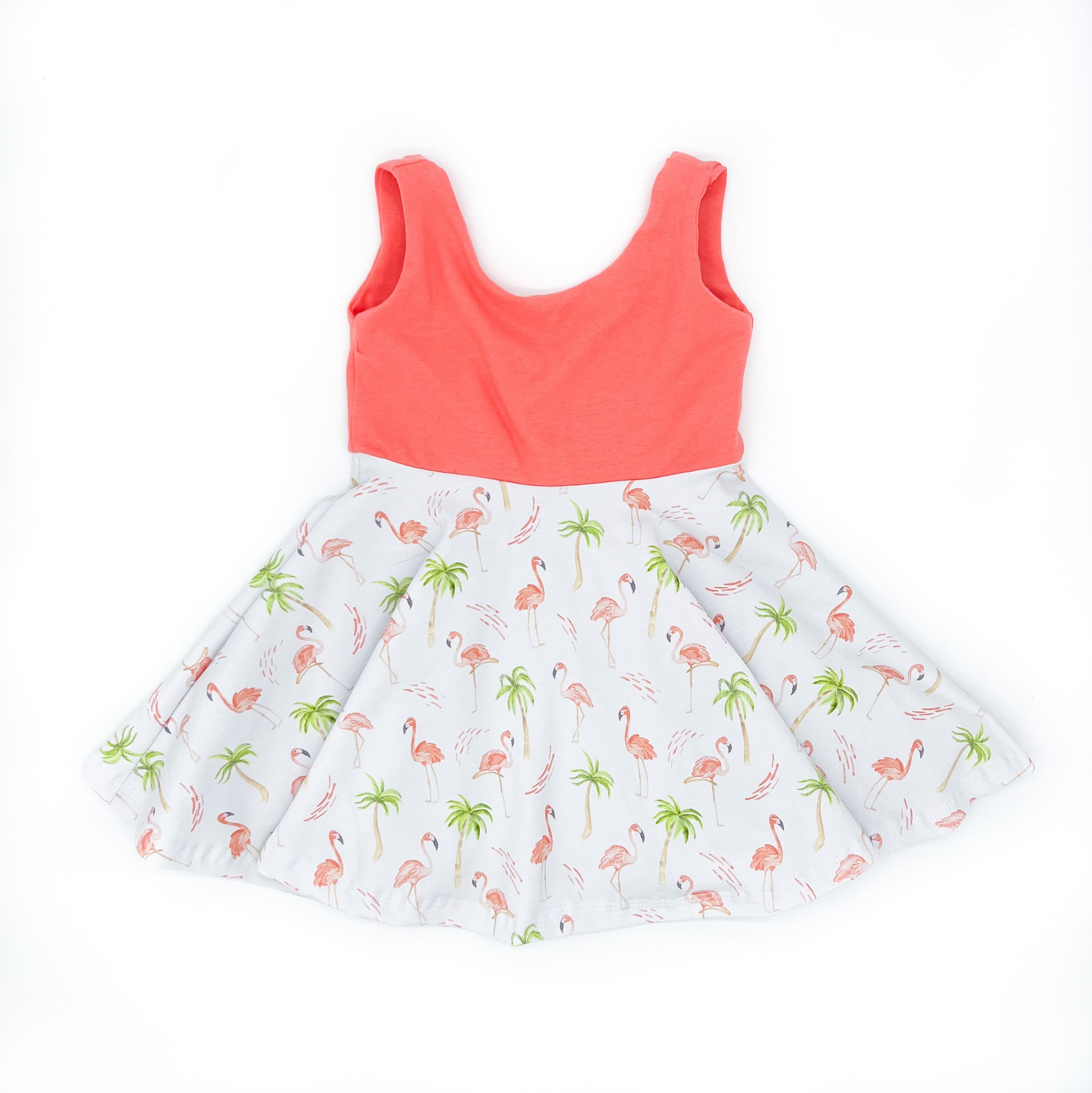 Peach Flamingo Twirl Dress (Peach Bodice) Dress doodle & jack   