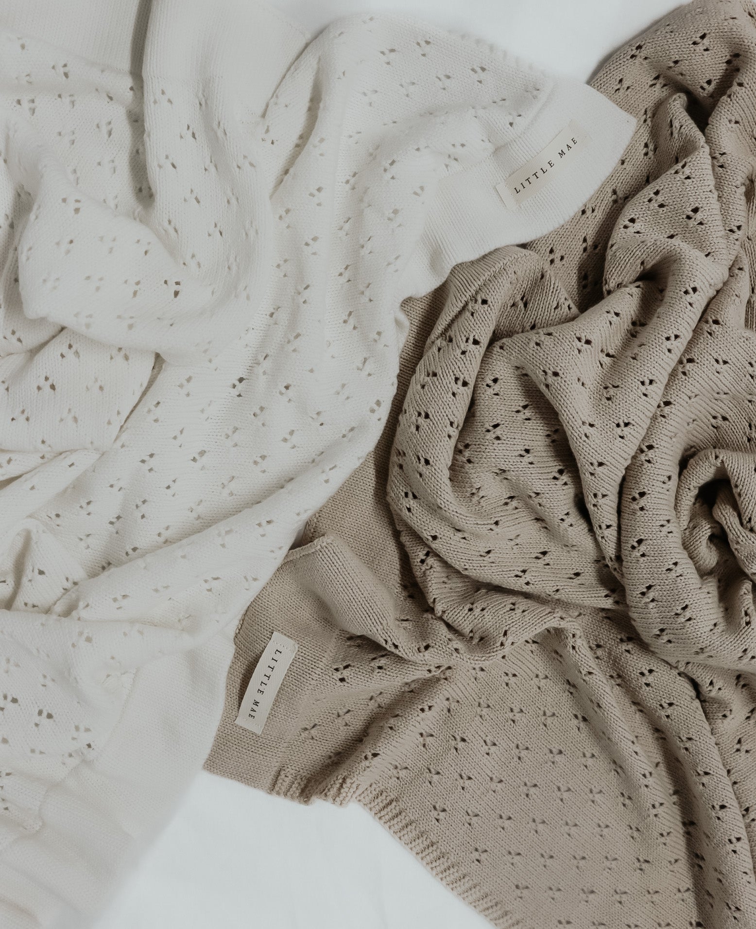 Toffee Pointelle Knit Blanket