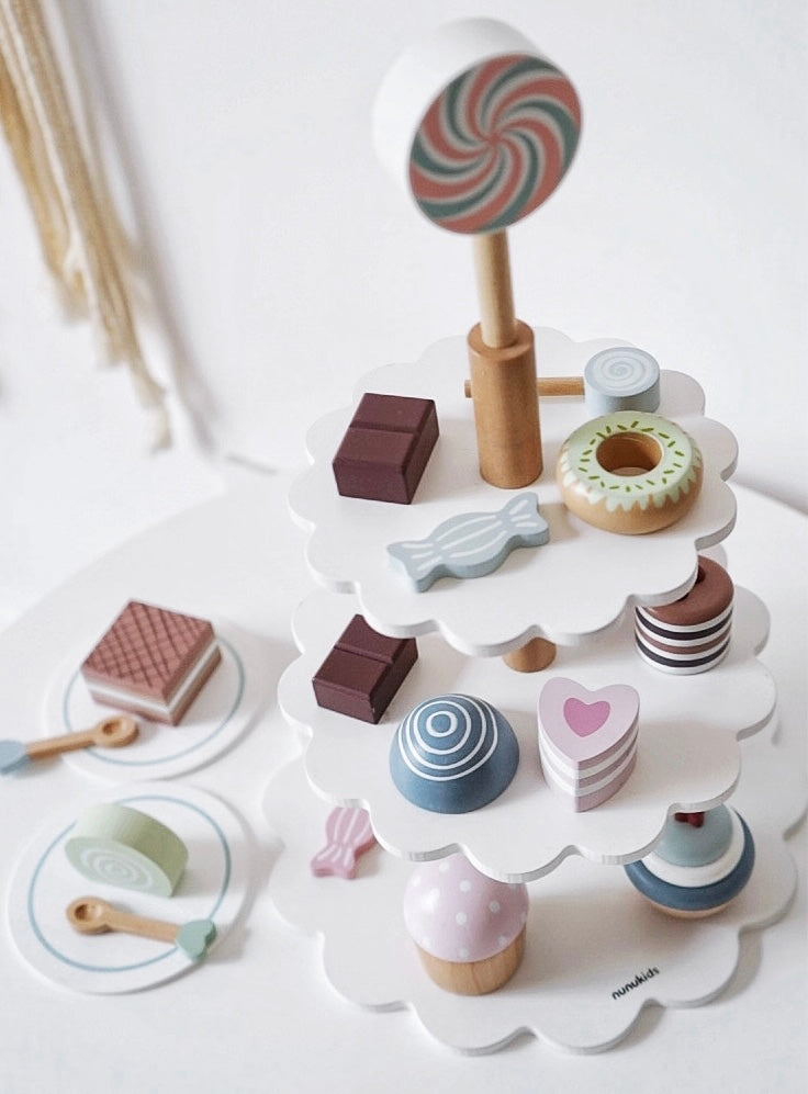 **Pre-order (Ships in 2-3 Weeks)**22-Piece Cake Pop Shop Wooden Pretend Dessert Bakery Play Set