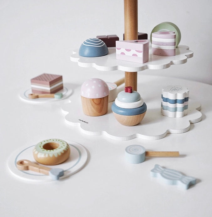 **Pre-order (Ships in 2-3 Weeks)**22-Piece Cake Pop Shop Wooden Pretend Dessert Bakery Play Set