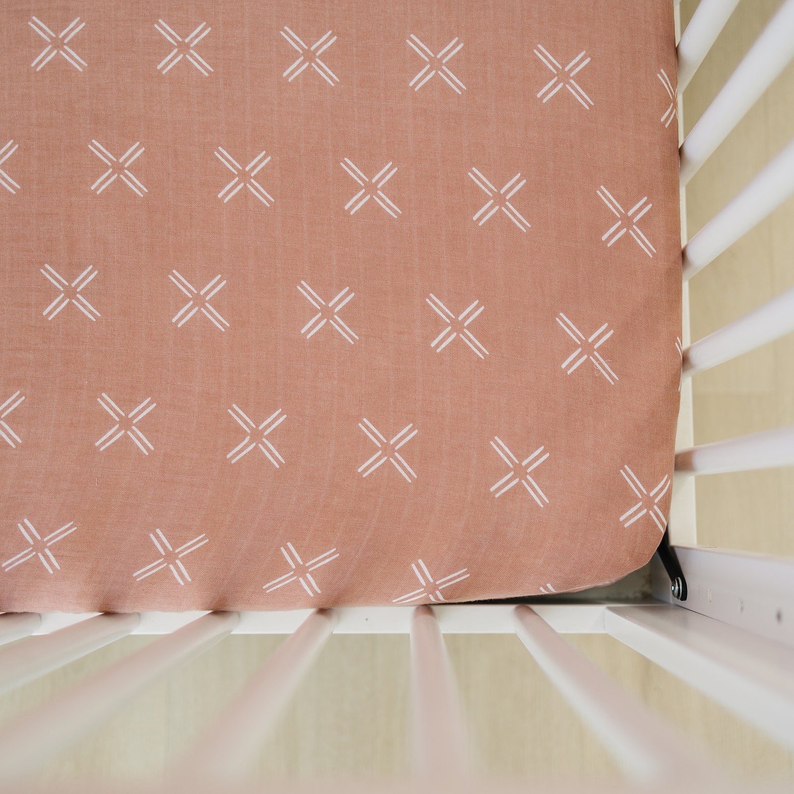 Just Peachy Muslin Crib Sheet  Mebie Baby   