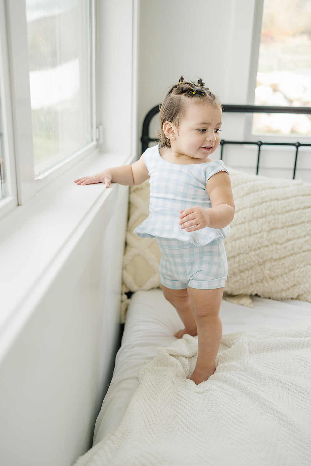 Steel Gingham Peplum Top Tops doodle & jack   