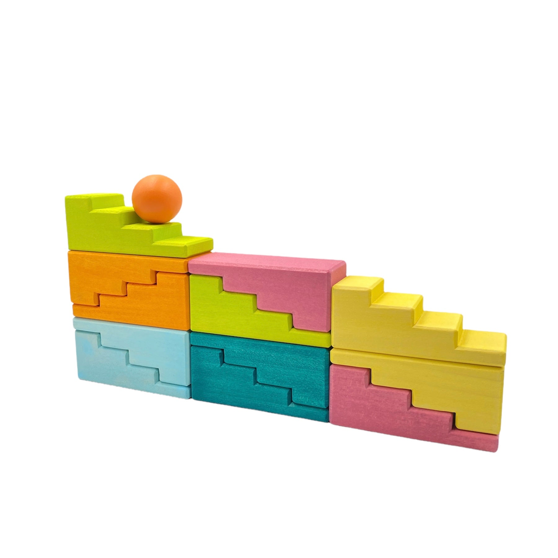 **Pre-Order (Ships in 2–3 Weeks)**12-Piece Stained Stepped Roof Building Block Set — Pastel / Macaron Colors