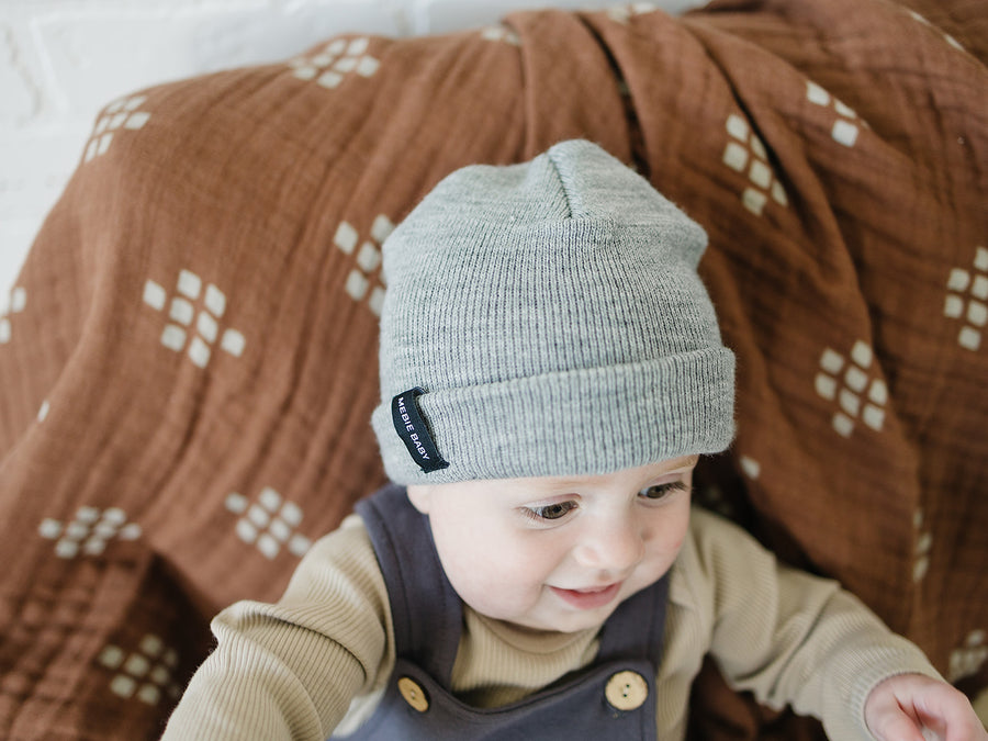 Light Grey Mebie Baby Beanie  Mebie Baby   